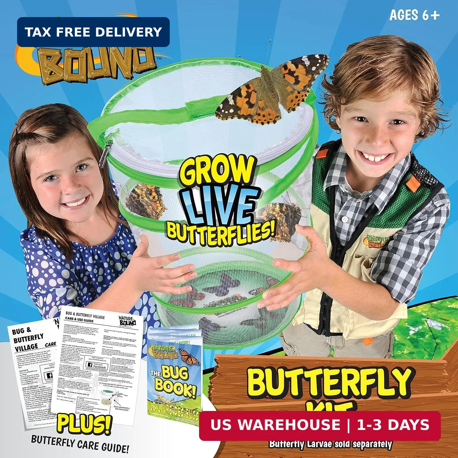 Nature Bound Butterfly Growing Kit – Live Caterpillar to Butterfly Project for K