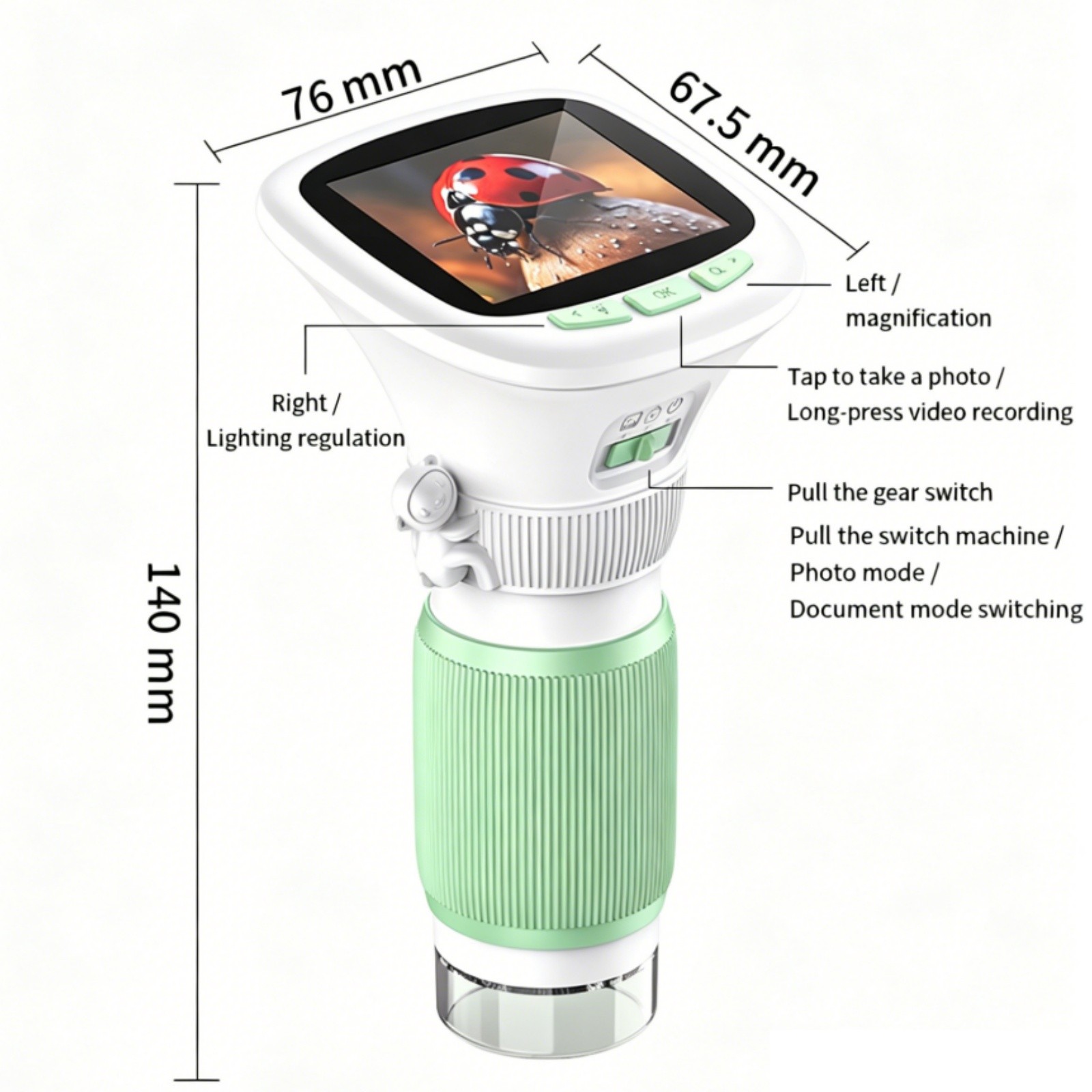 Portable Children Digital Microscope 1MP Rechargeable TypeC Science Learning Toy