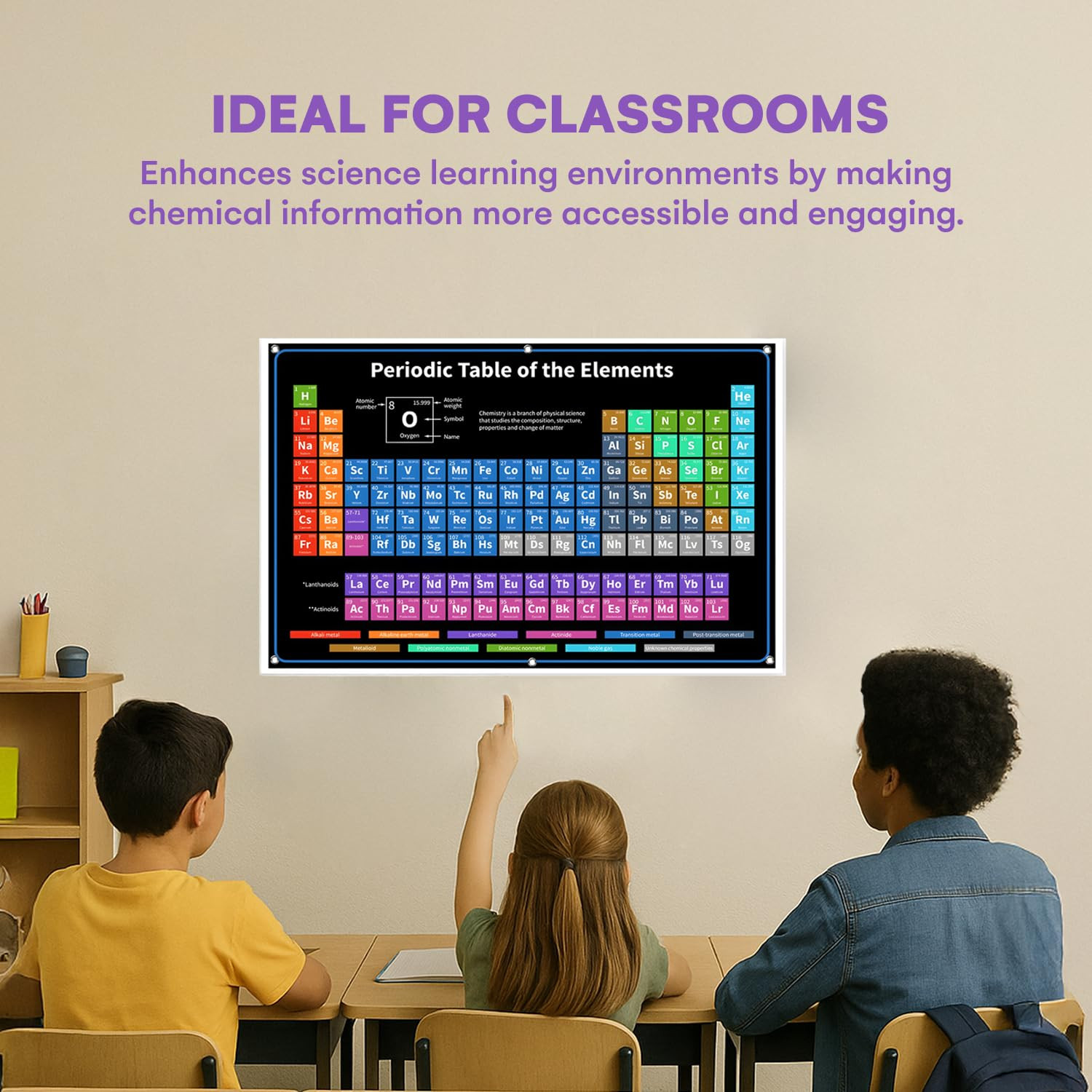 Periodic Table with Real Elements inside – 24X16-Inch Chemistry Periodic Table o