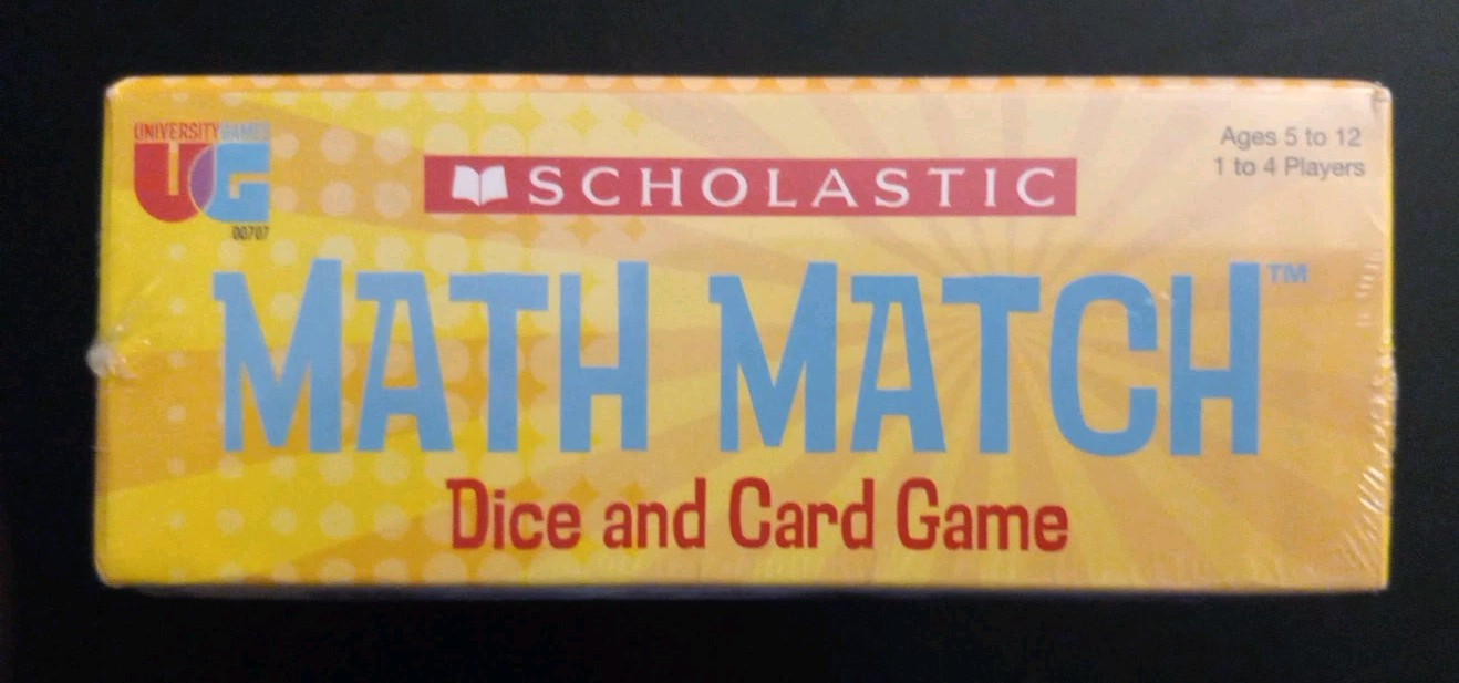 New University Games Scholastic MATH MATCH Dice and Card Game Educational 5 -12