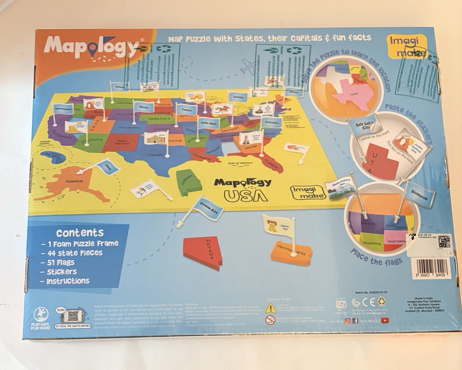 Mapology USA Map with Capitals For Learning States and Capitals Kids Puzzle