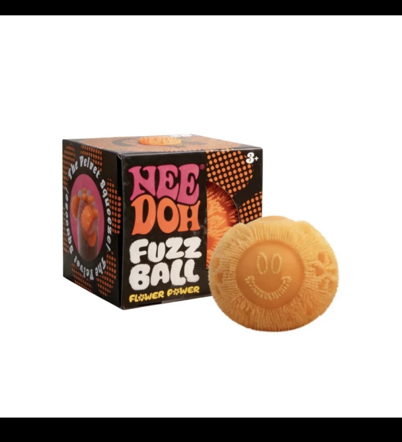 Nee Doh Fuzz Ball “Flower Power” Tactile Squeeze Stress Ball, Multicolor, 3+