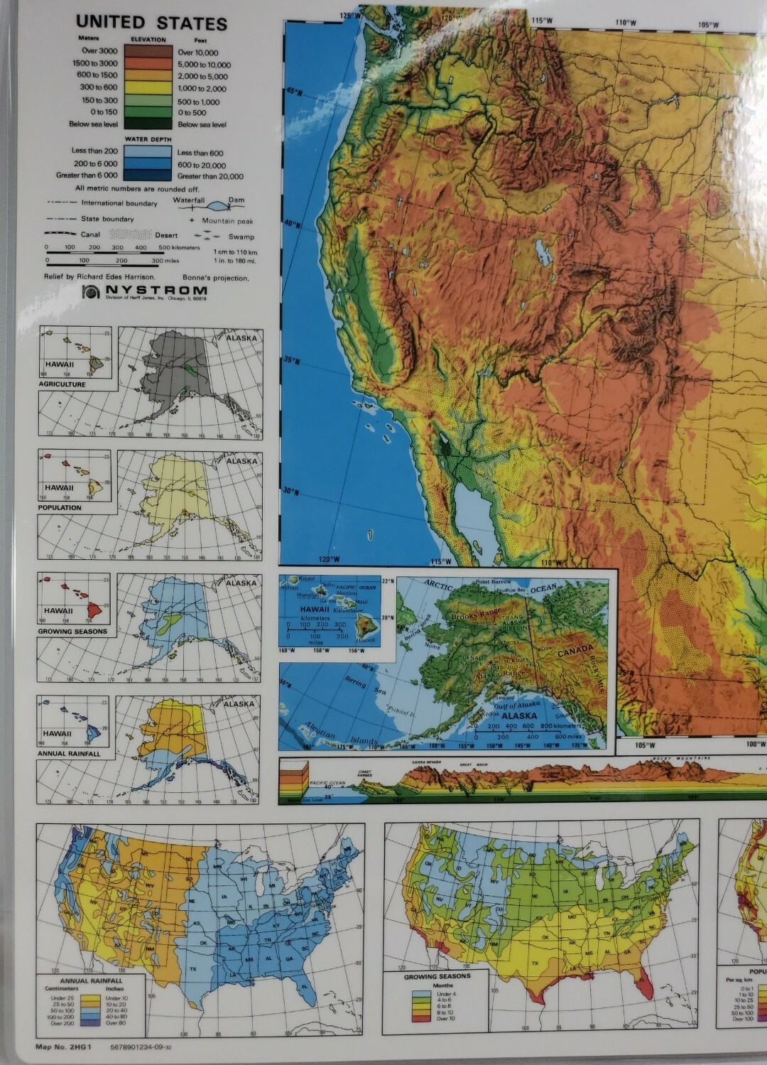 Nystrom Laminated 2 Sided United States Geography Map 22″ X 17″ Homeschool New