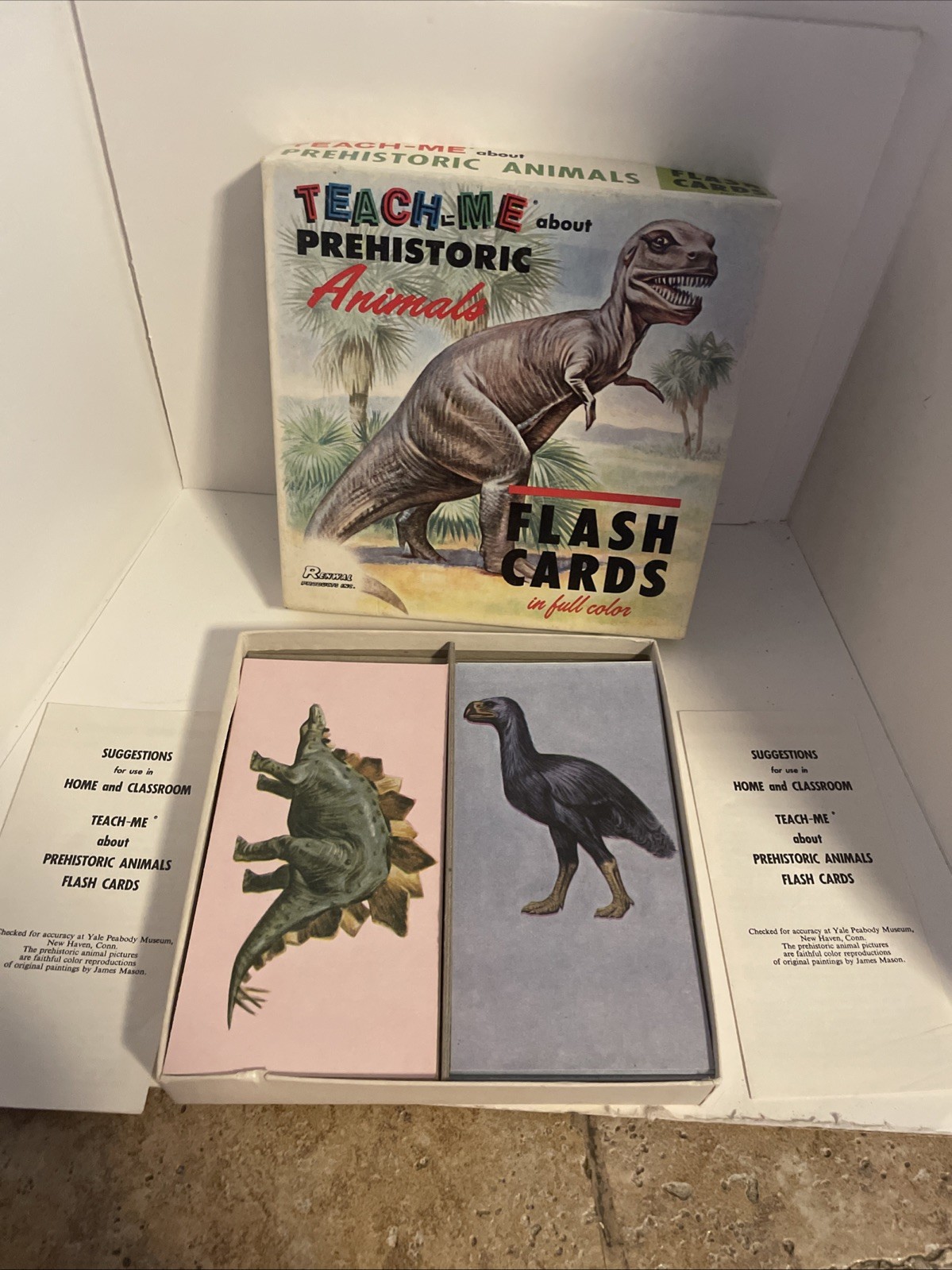 Vintage 1968 Teach Me Prehistoric Animals Flash Cards Dinosaurs 48 Cards