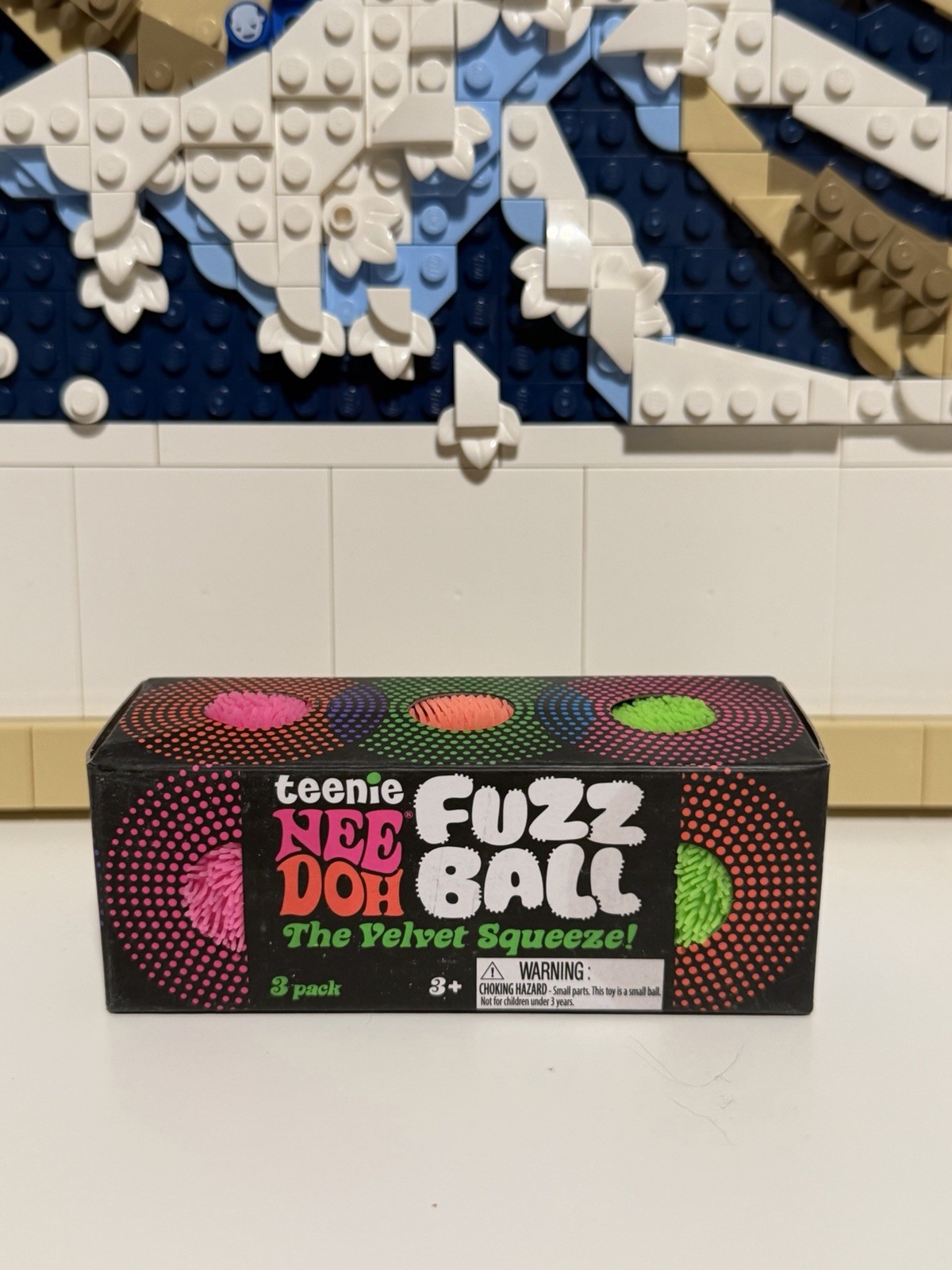 NeeDoh Teenie Fuzzball Velvet Squeeze Squishy Toy 3 Pack (1x random color)