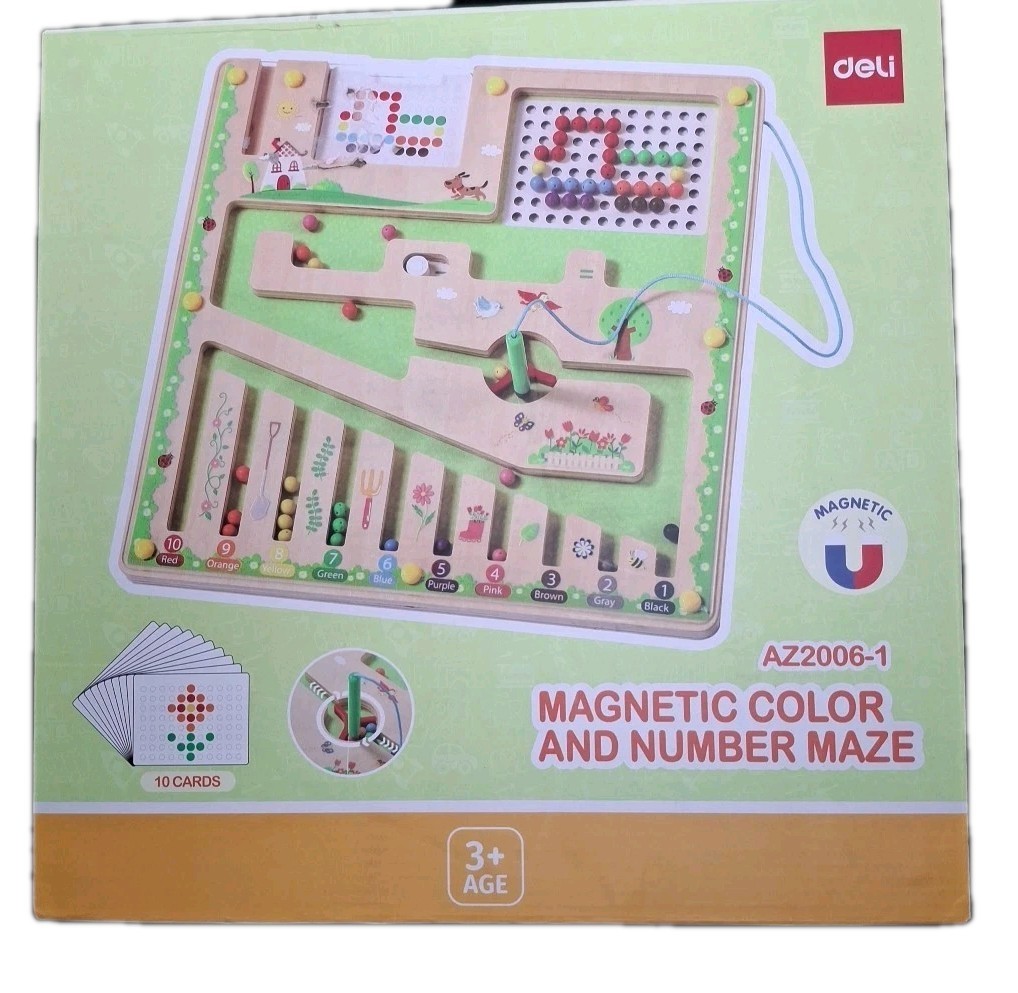 Montessori Magnetic Color & Number Maze Puzzle Game Wooden Toy for Toddlers New