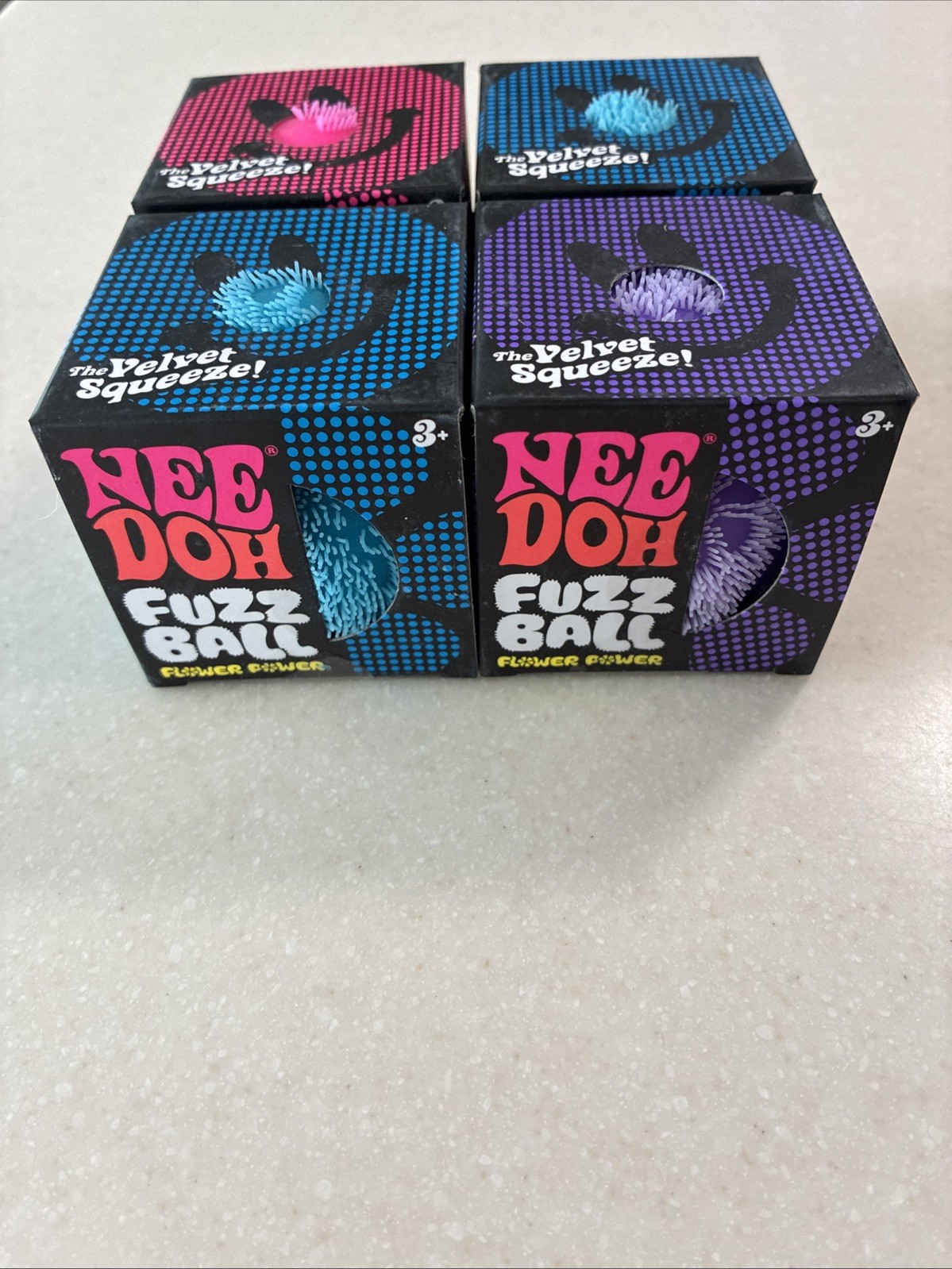 LOT OF 4: Nee Doh FUZZ BALL Flower Power The Velvet Squeeze-🔥FREE SHIPPING🔥