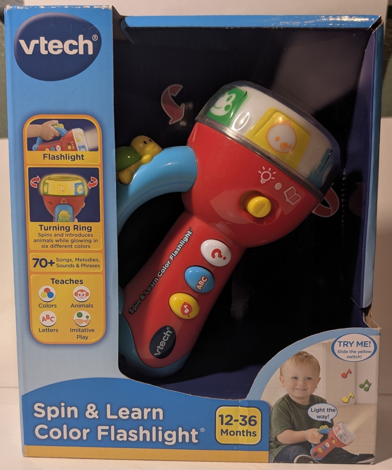 VTech Spin and Learn Color Flashlight Red 12- 36 Months Working New in Packaging