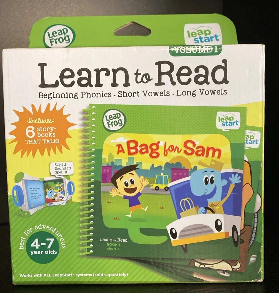 Leapfrog LeapStart Learn to Read Vol 1 Green Books 1-6 Early Reading Ages 4-7
