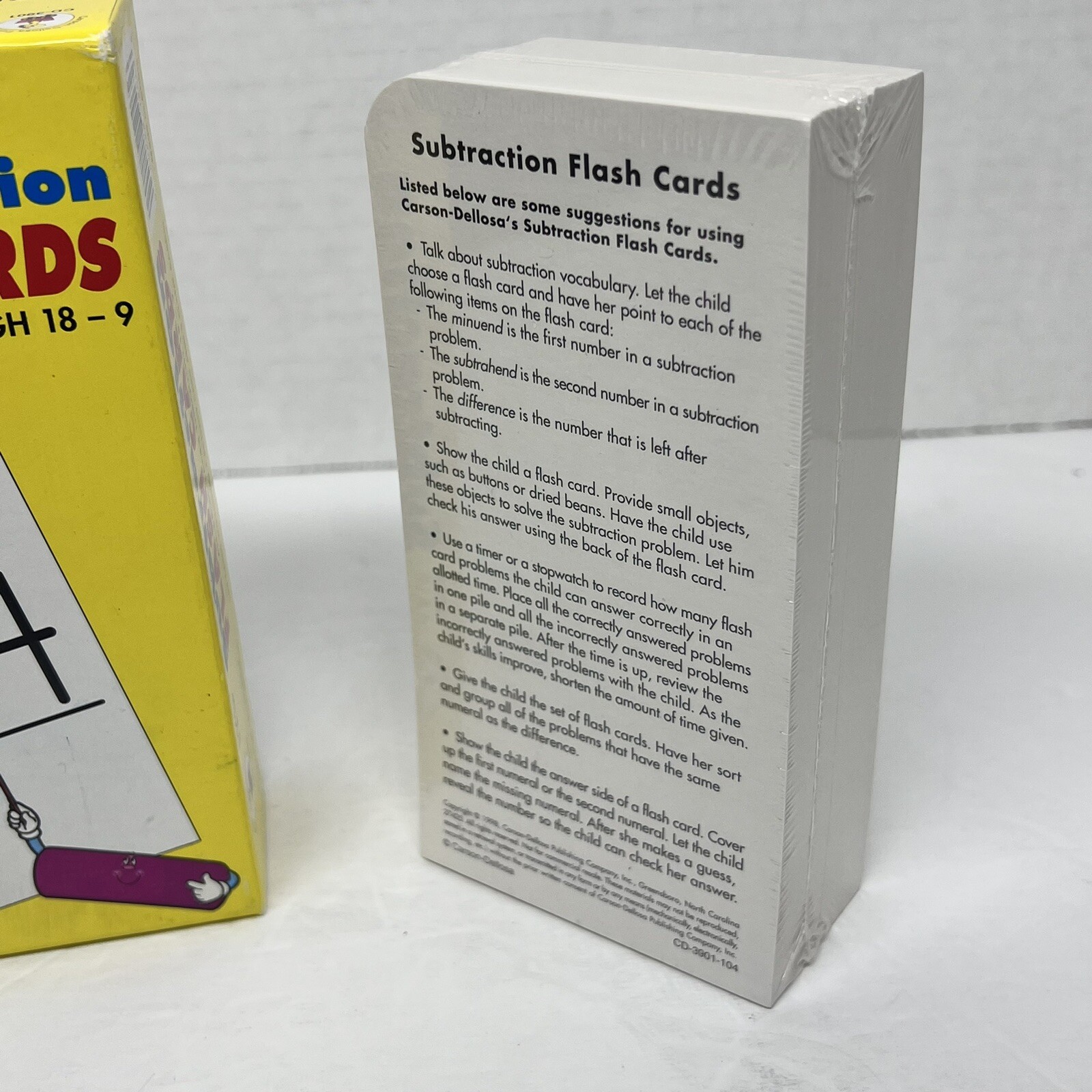 Subtraction Flash Cards By Carson-Dellosa Publishing Ages 6 & Up/Through 18-9