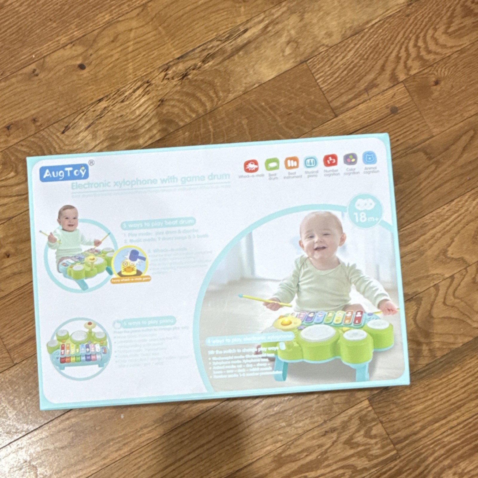 AugToy Electronic Xylophone & Game Drum Musical Toy for Ages 1-2 Years