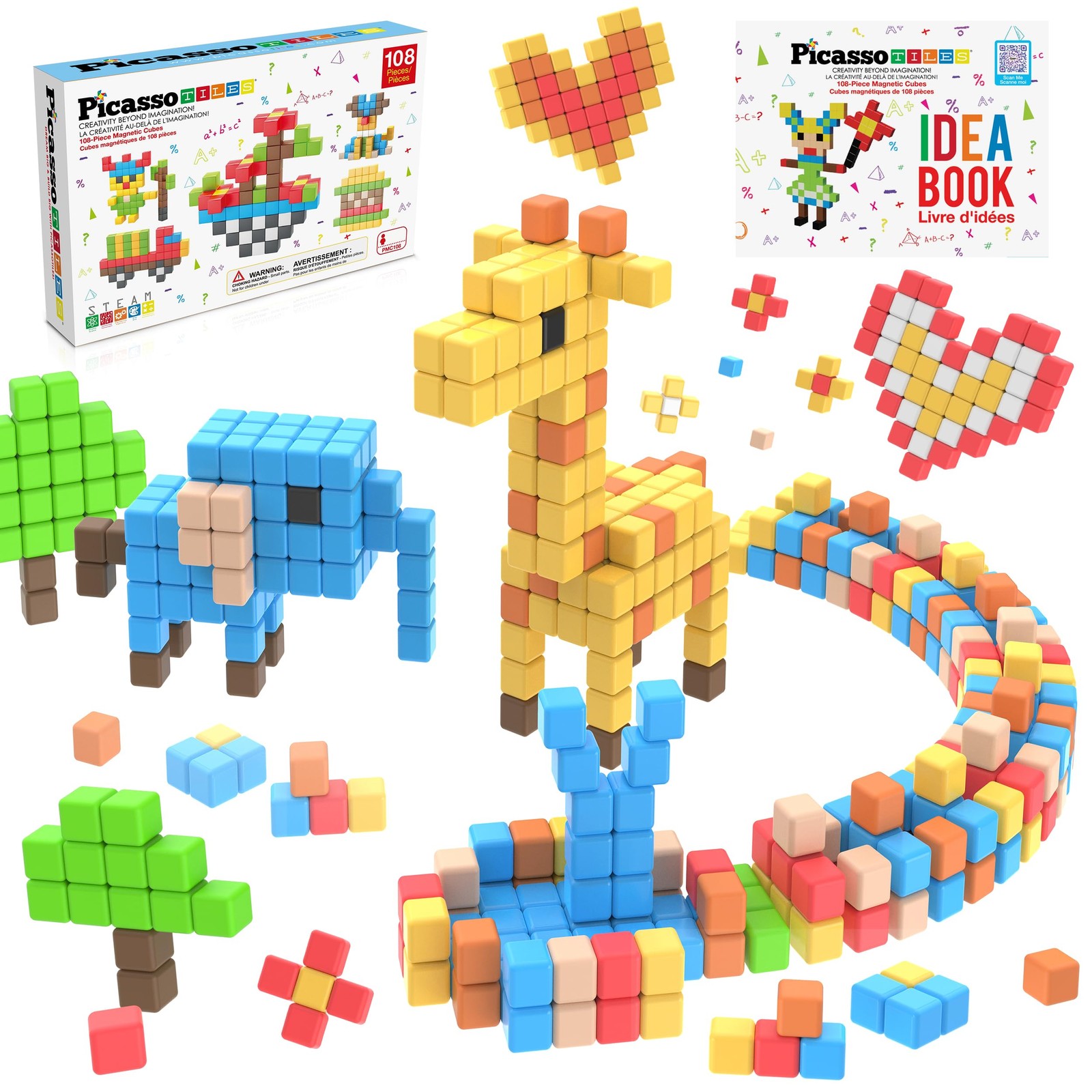 108pcs 1” Magnetic Puzzle Cubes Magnet Toys Preschool Large
