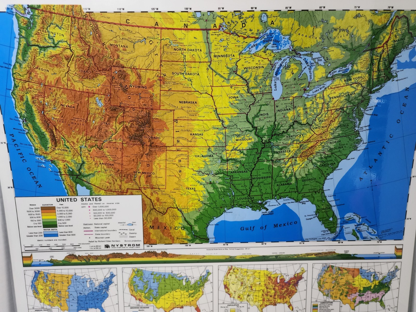 Nystrom Laminated 2 Sided United States Geography Map 22″ X 17″ Homeschool New
