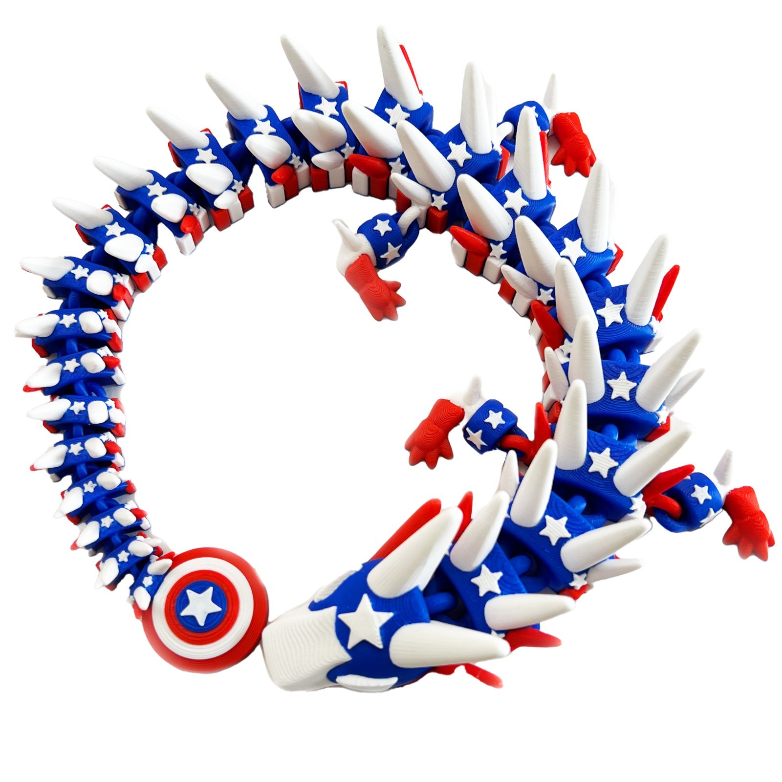 3D Printed dragon America captain Articulated flexi Sensory Toy