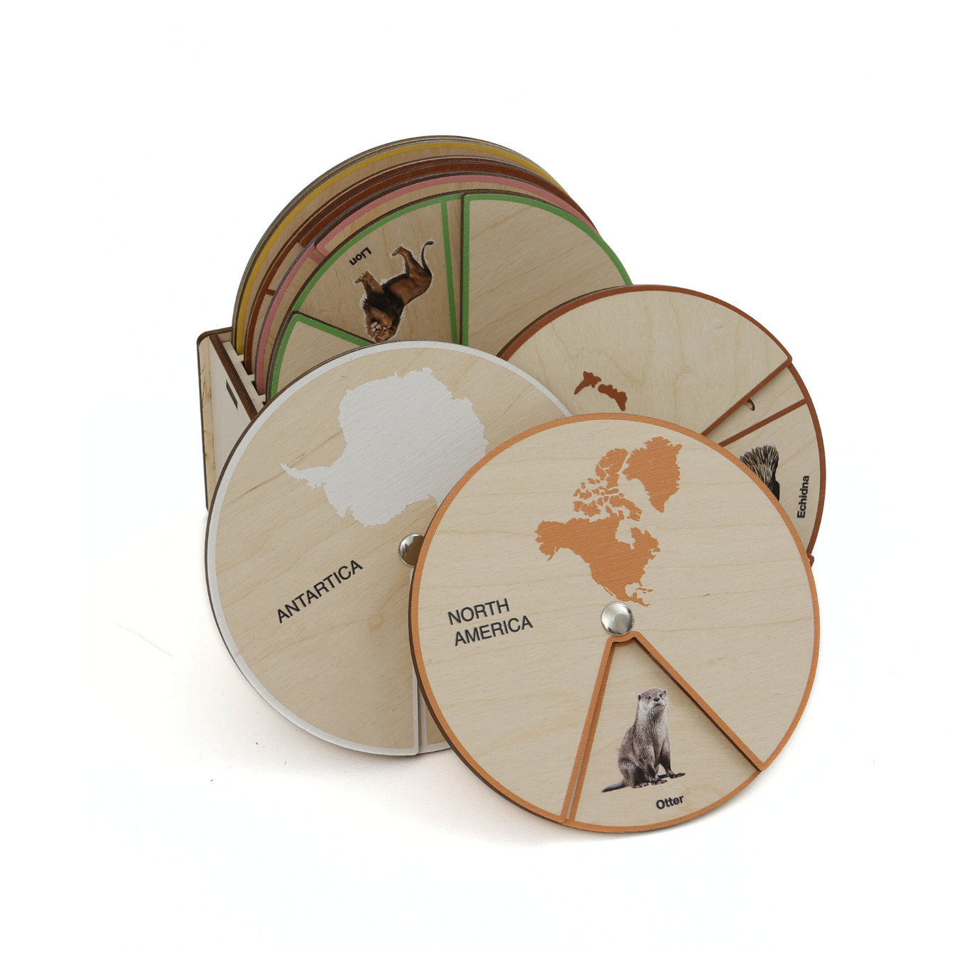 Animals of the World – Montessori Wooden Animal Wheels Set 7 Continents Ages 3+