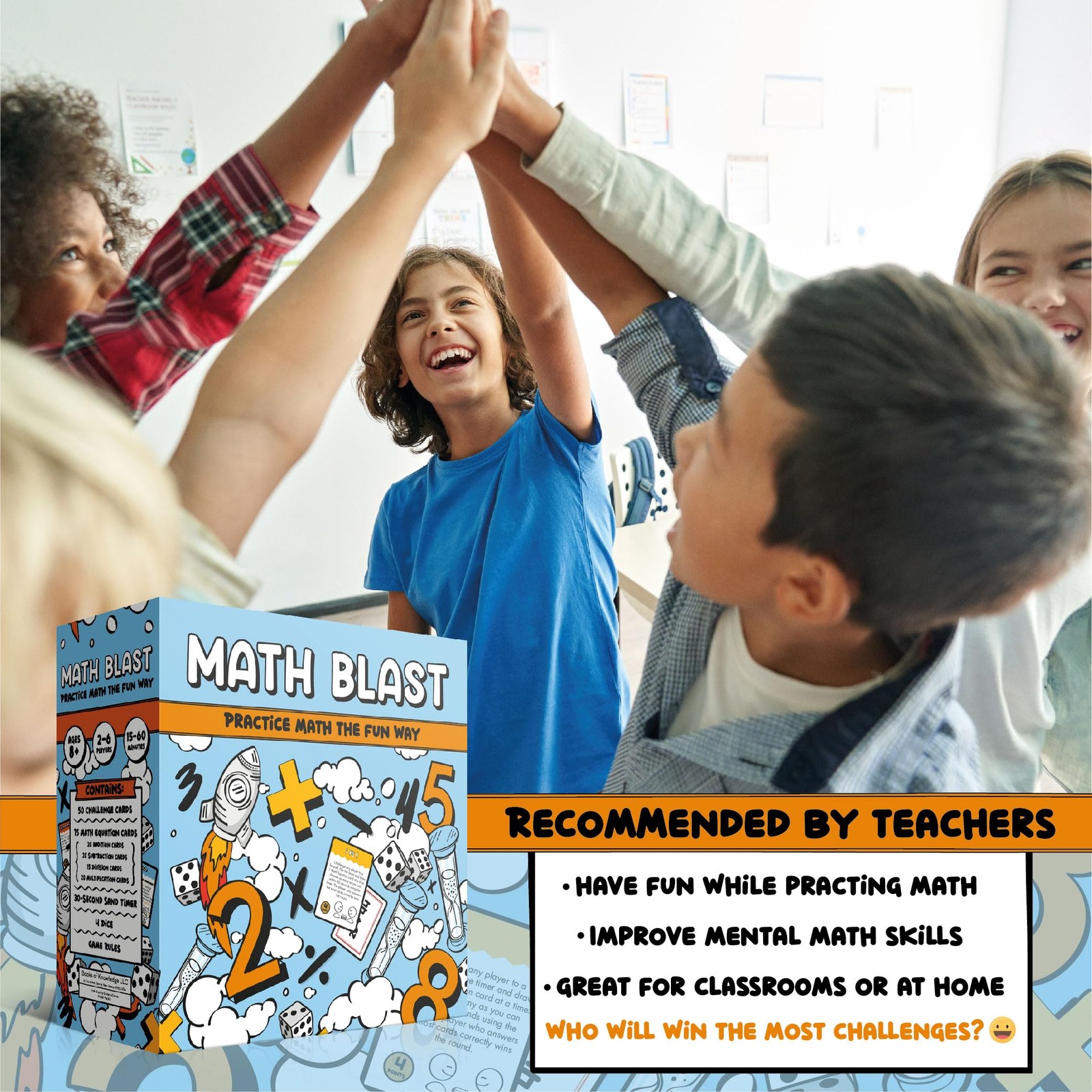 Math Blast! Cool Games for 4 inches x 1.9 x 4 inches, Multicolor