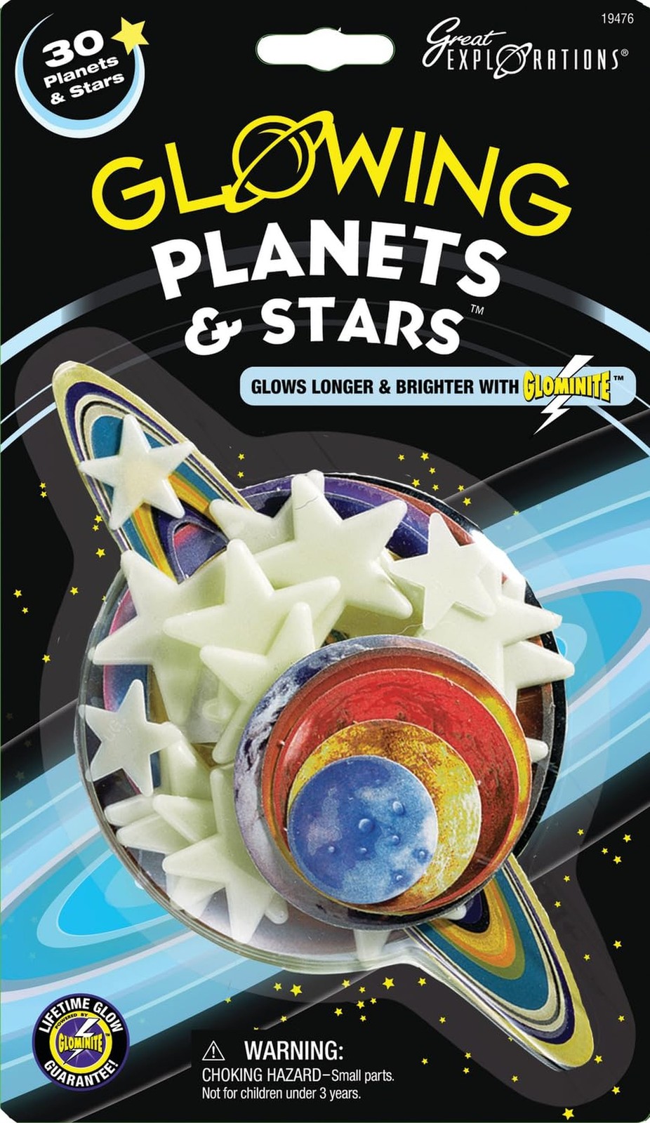 University Games UNV19476 Explorations Glow in The Dark, 30 Pack (2D), Planet…