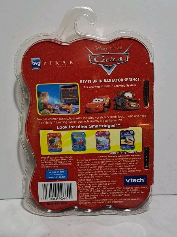 New Disney Pixar Cars VTech V.Smile Smartridge Rev It Up Learning Fun Cartridge