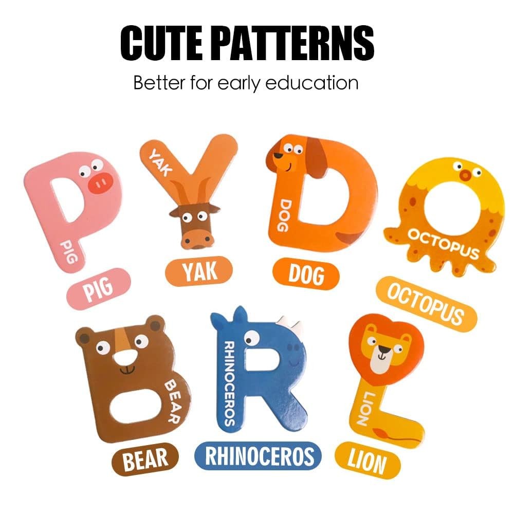 JCREN Jumbo Magnetic Letters Animals Alphabet Toys,Fridge Large, Multi Color