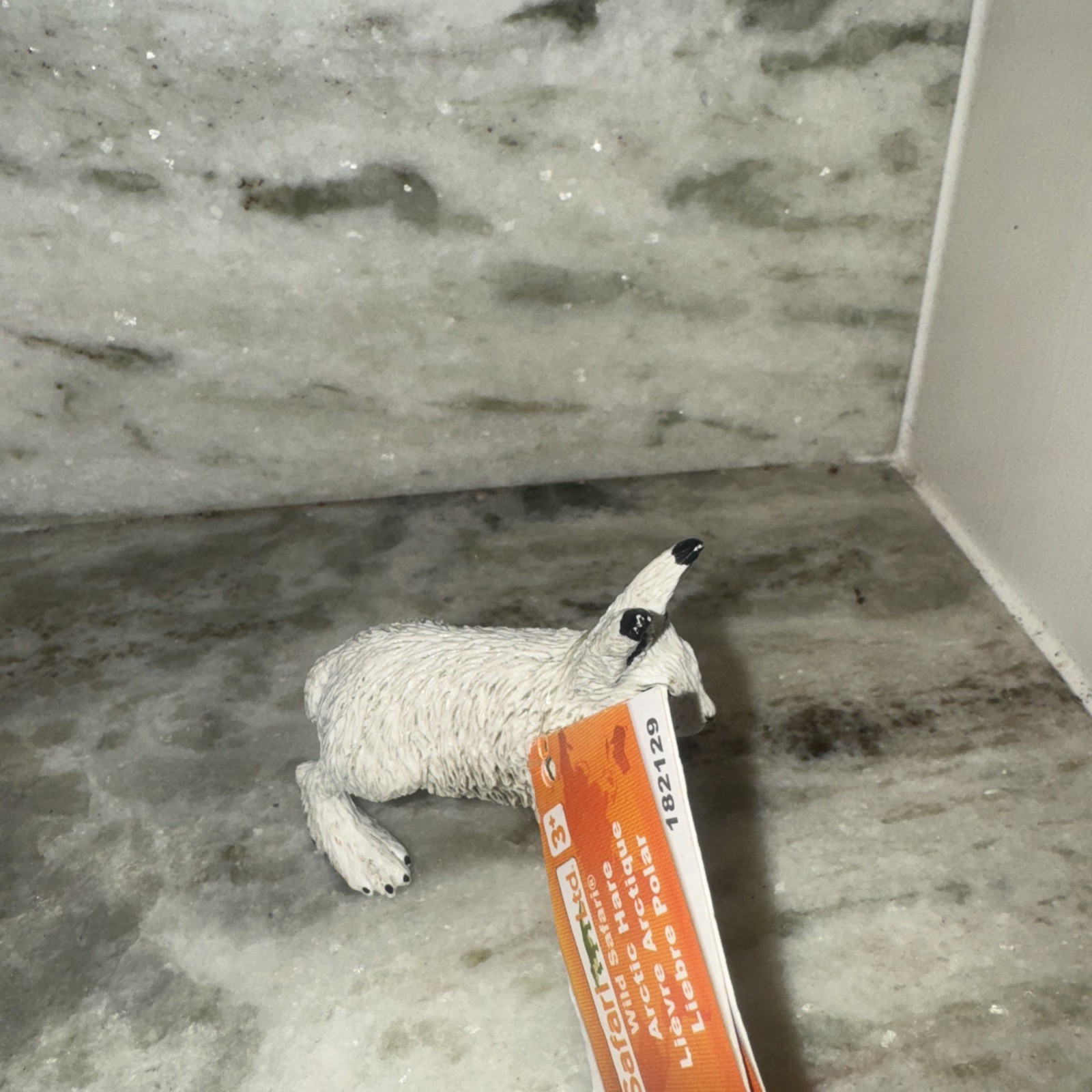 White Rabbit Toy, Arctic Hare, Hand Painted Rubber Toy 2.5 Inches CH876 BB199