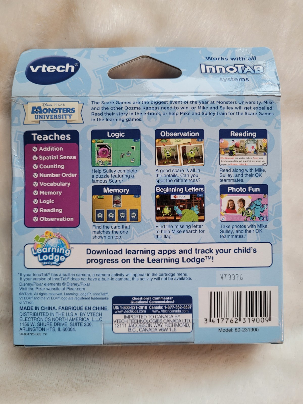 Vtech InnoTab Games Set of 3 *NEW* Hello Kitty, Monsters University, Turbo