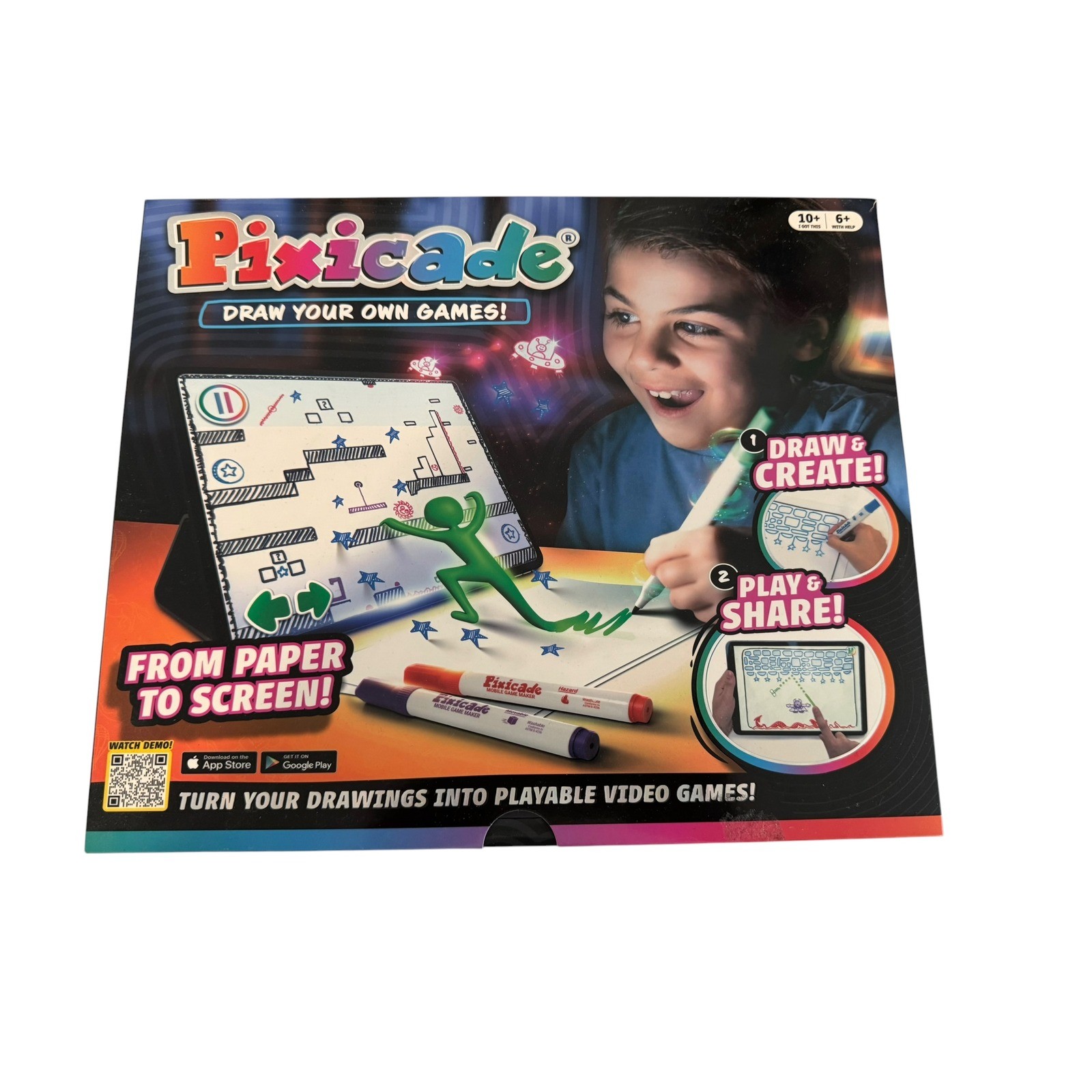 Pixicade Mobile Game Maker Draw Your Own Video Games STEM Kit 5 Markers 43225