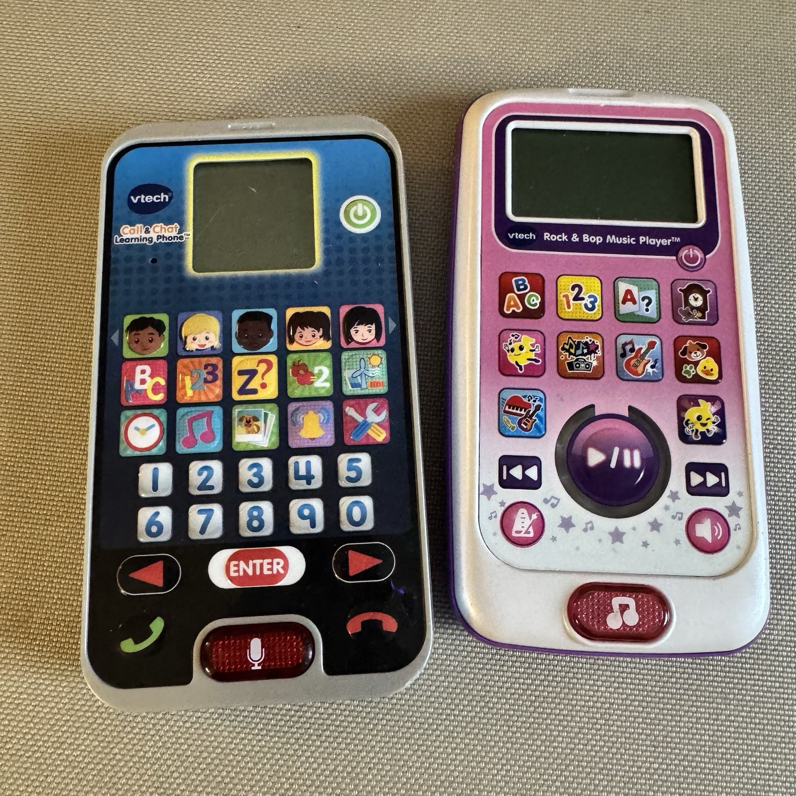 Lot 2 VTech Call And Chat Rock and Bop Music Player Pink And Cell Phone