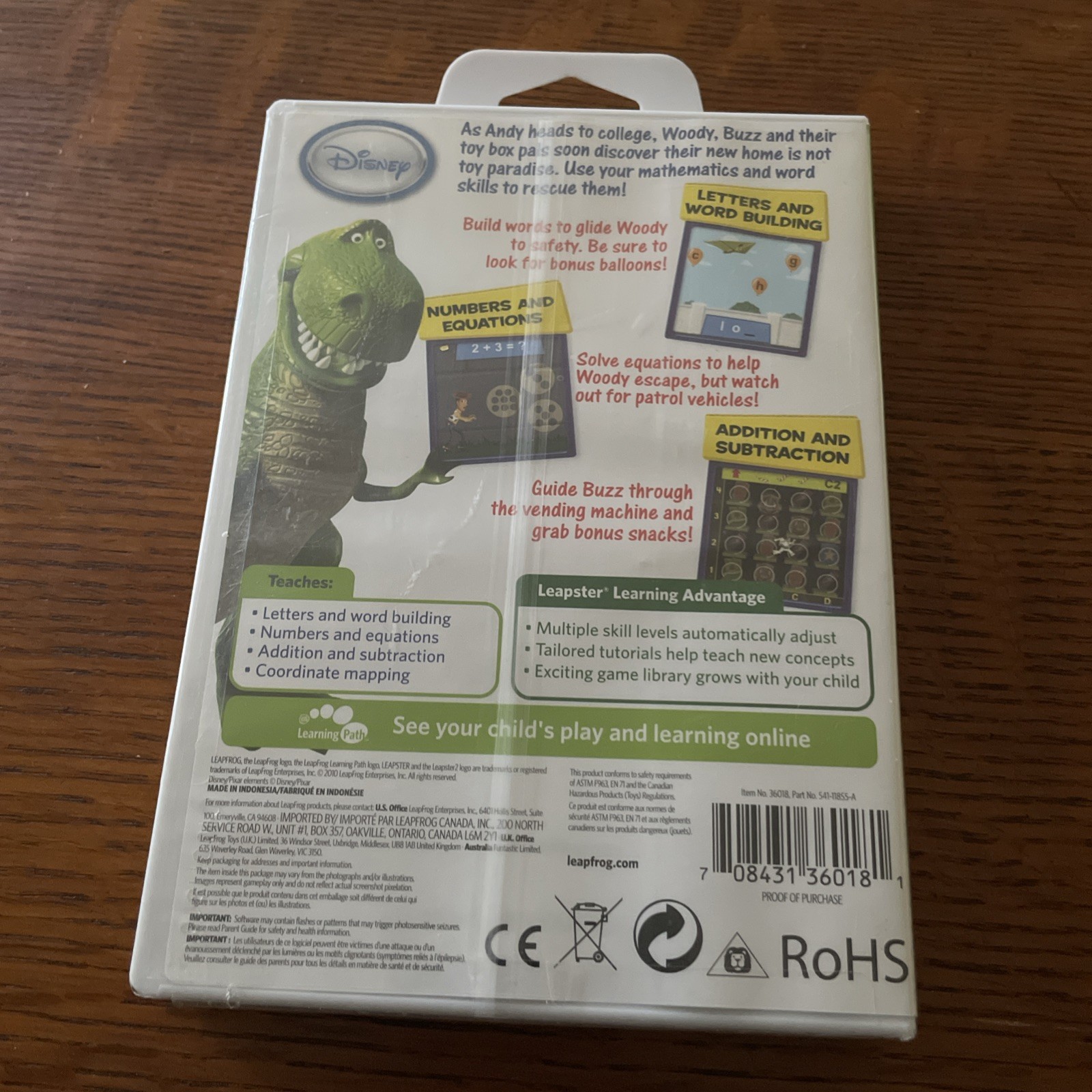 LEAPFROG LEAPSTER DISNEY PIXAR TOY STORY 3 LEARNING GAME READING PHONICS NEW NIP