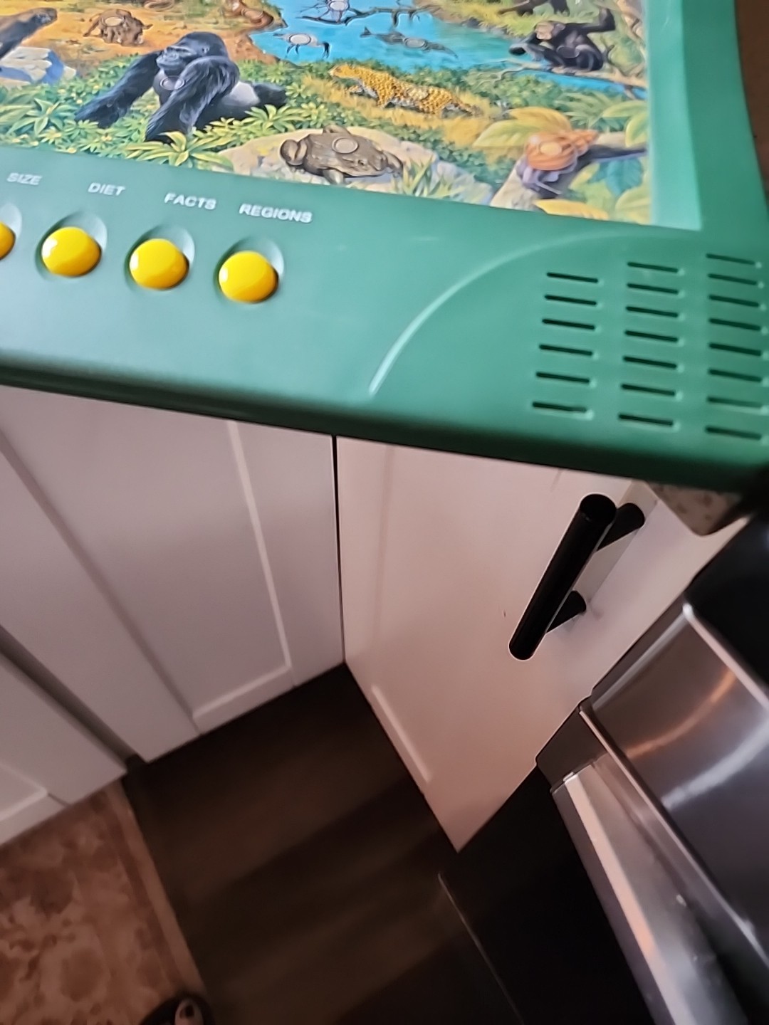 GEO GENIUS GREEN JUNGLE ANIMALS INTERACTIVE QUIZ TOY SOUND HABITAT FACTS 1998