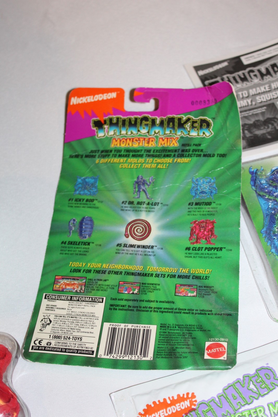 1990s Nickelodeon Thingmaker Monster Mix Mold packets Gooze Gak Splat & Floam