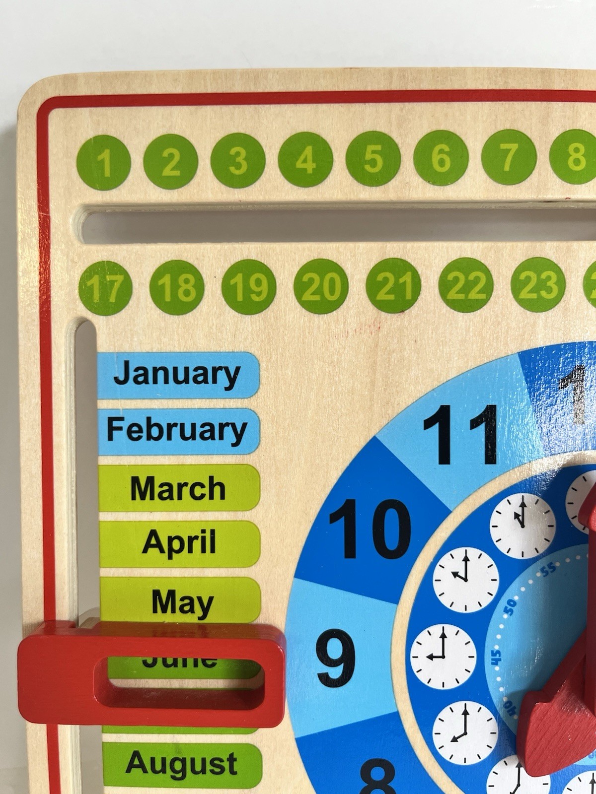 Wooden Calendar & Clock Board Learning Toy All-In-One Weather Season Date Chart