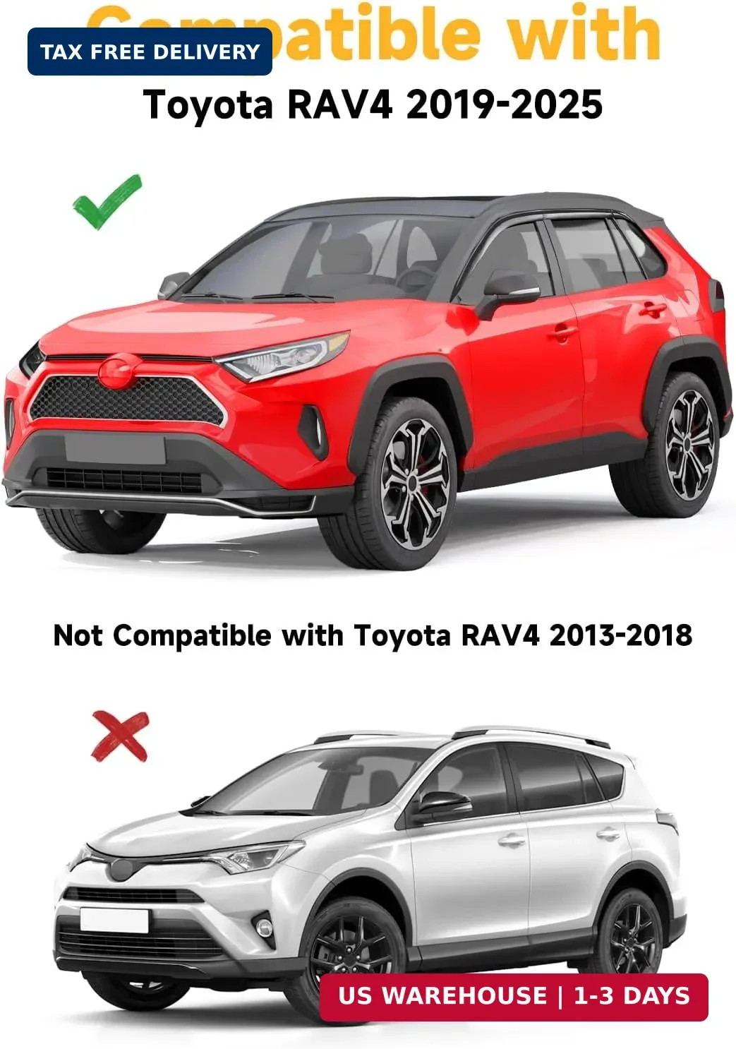 Tape-On 6pcs Rain Guards Window Visors Fit for Toyota RAV4 2019 2020 2021 2022 2