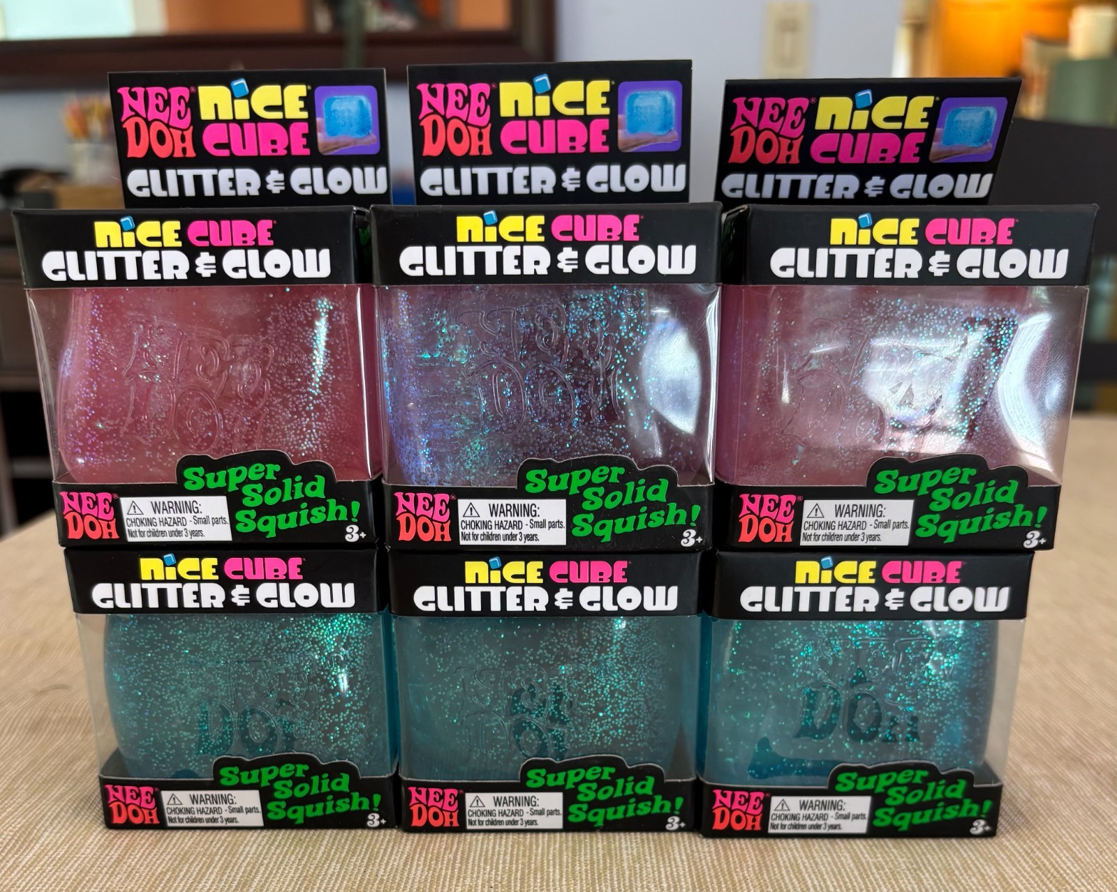 NeeDoh Nice Cube – Glitter & Glow – New in box (3 colors to choose from)