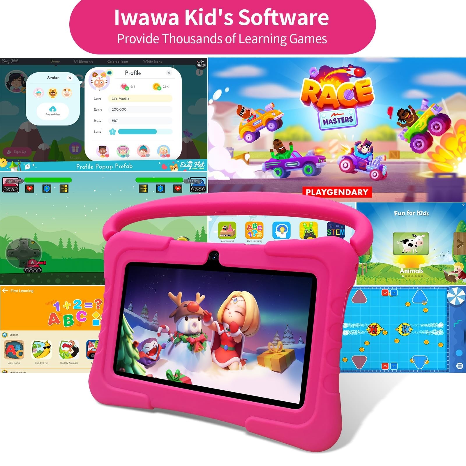 Kids Tablet Wintouch 2GB RAM 32GB ROM Android 11 Learning Education Blue Pink