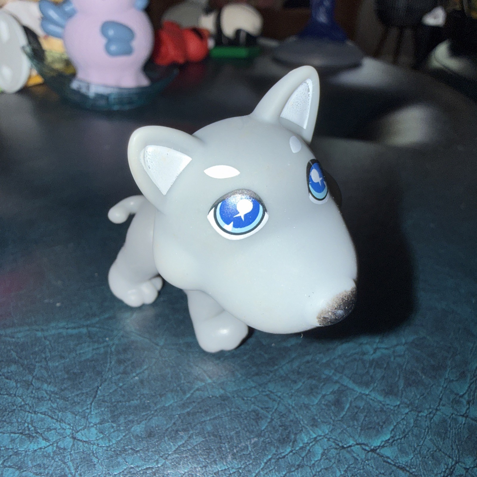 Small Gray Dog/Husky/Wolf Figurine Toy