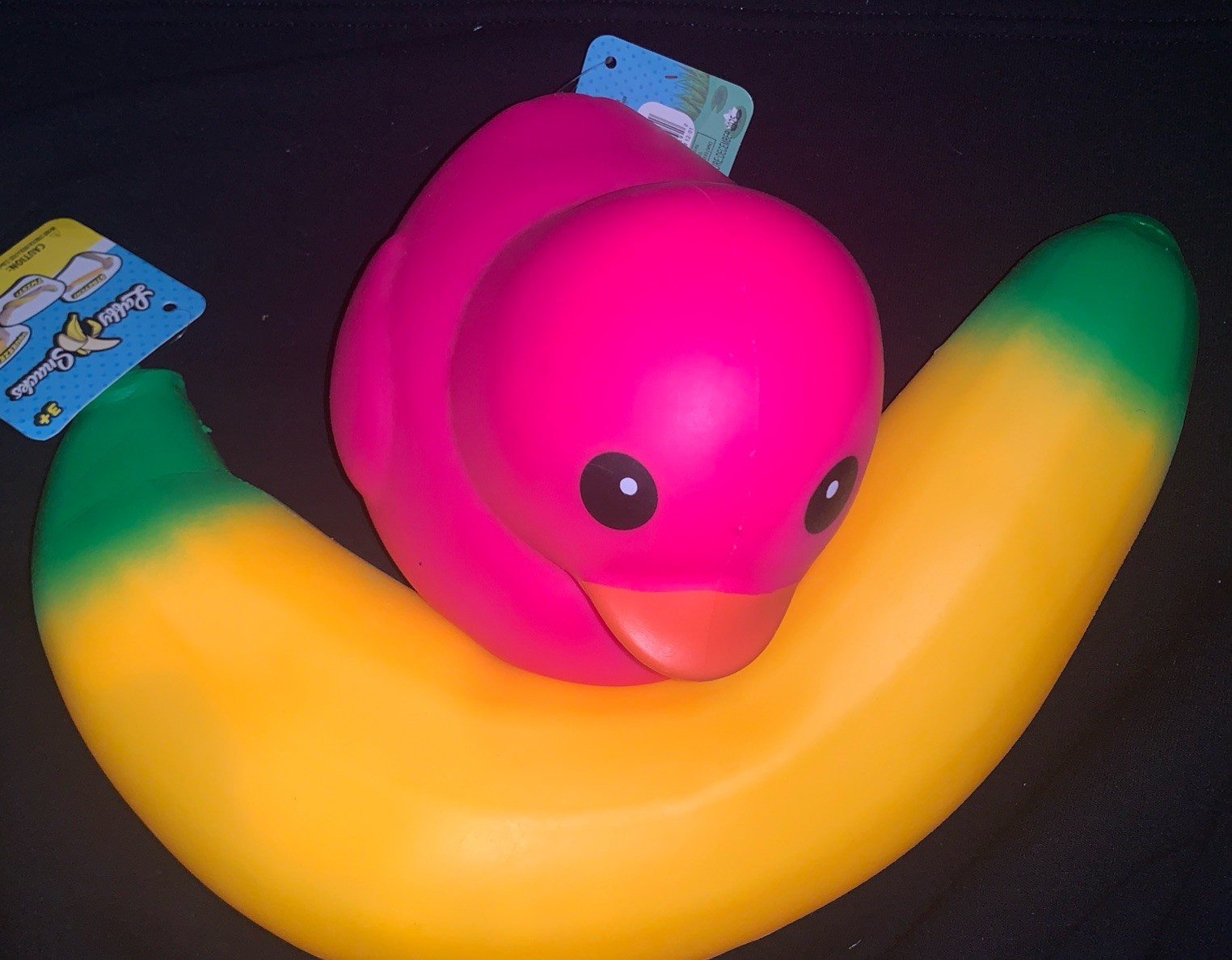 Squeeezy Sunny Days XL Jumbo Squishy Banana & Duck Stress Relief Toy Lot Of 2