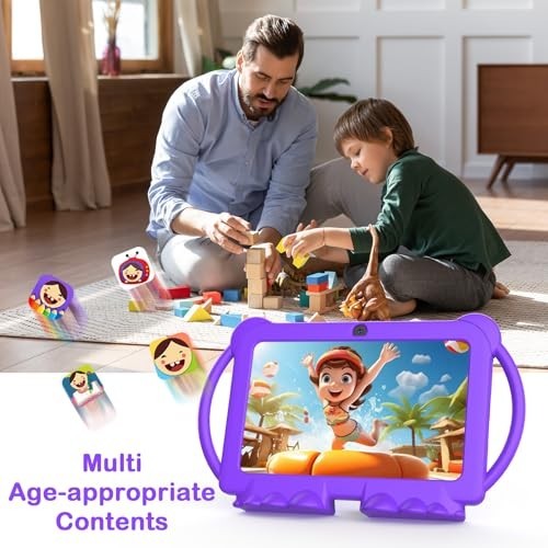 7″ Kids Tablet, 4GB+32GB, Expandable 1TB, Android, Parental Control, Dual Camera