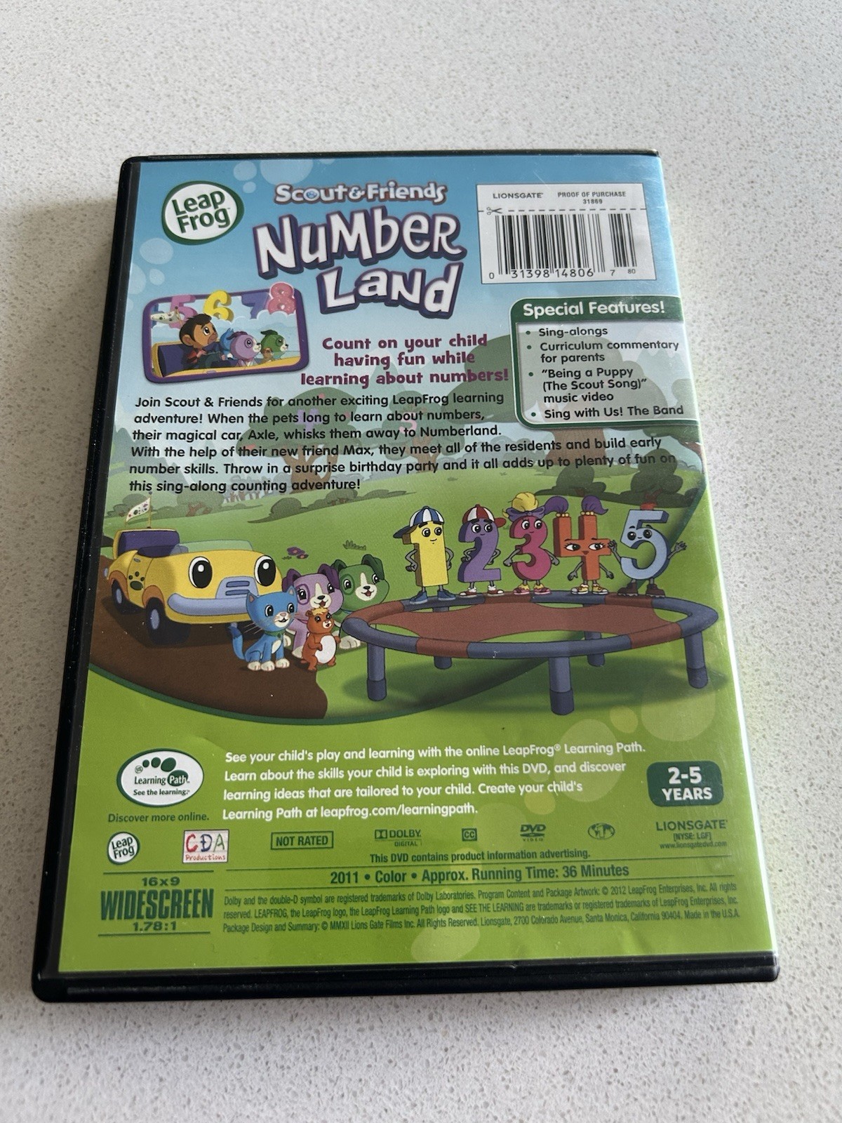 LeapFrog Scout & Friends Number Land Math DVD Game Disc 2-5 Years 2011