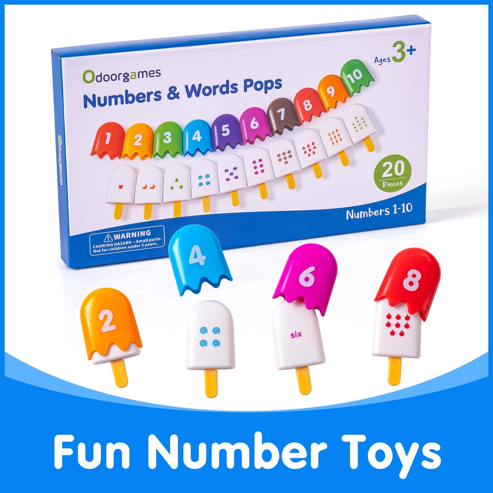 Odoorgames Mini Number Pops 1-10 – Fun Matching Toys for Mini, 7 Color