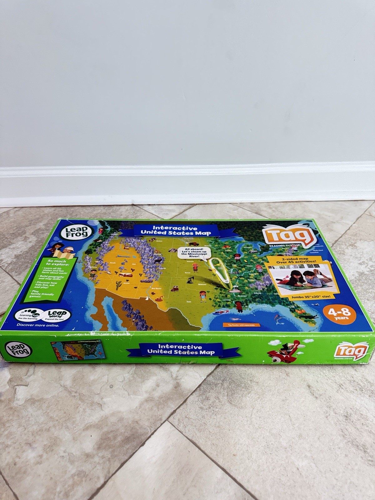 Leap Frog Tag Interactive United States Map 2-Sided Jumbo 35″ x 20″ Used