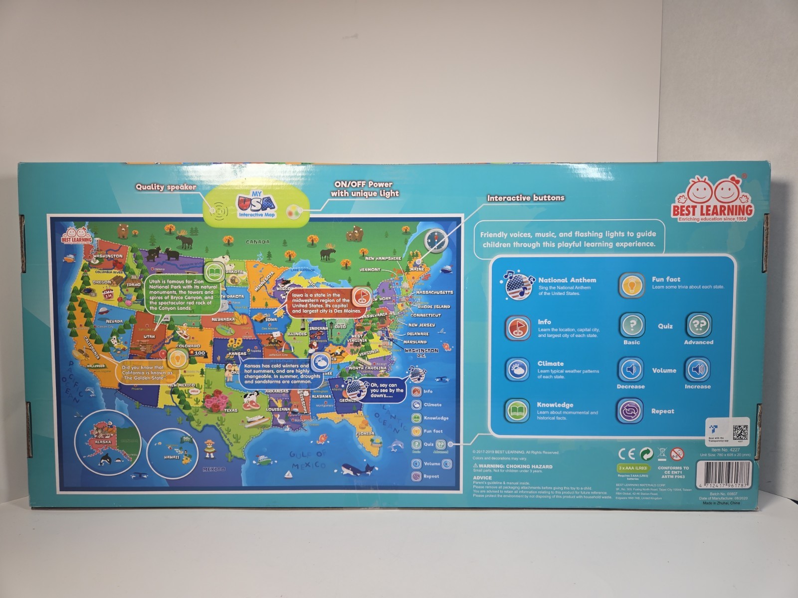 BEST LEARNING i-Poster My USA Interactive Map Educational Talking Toy Kids New