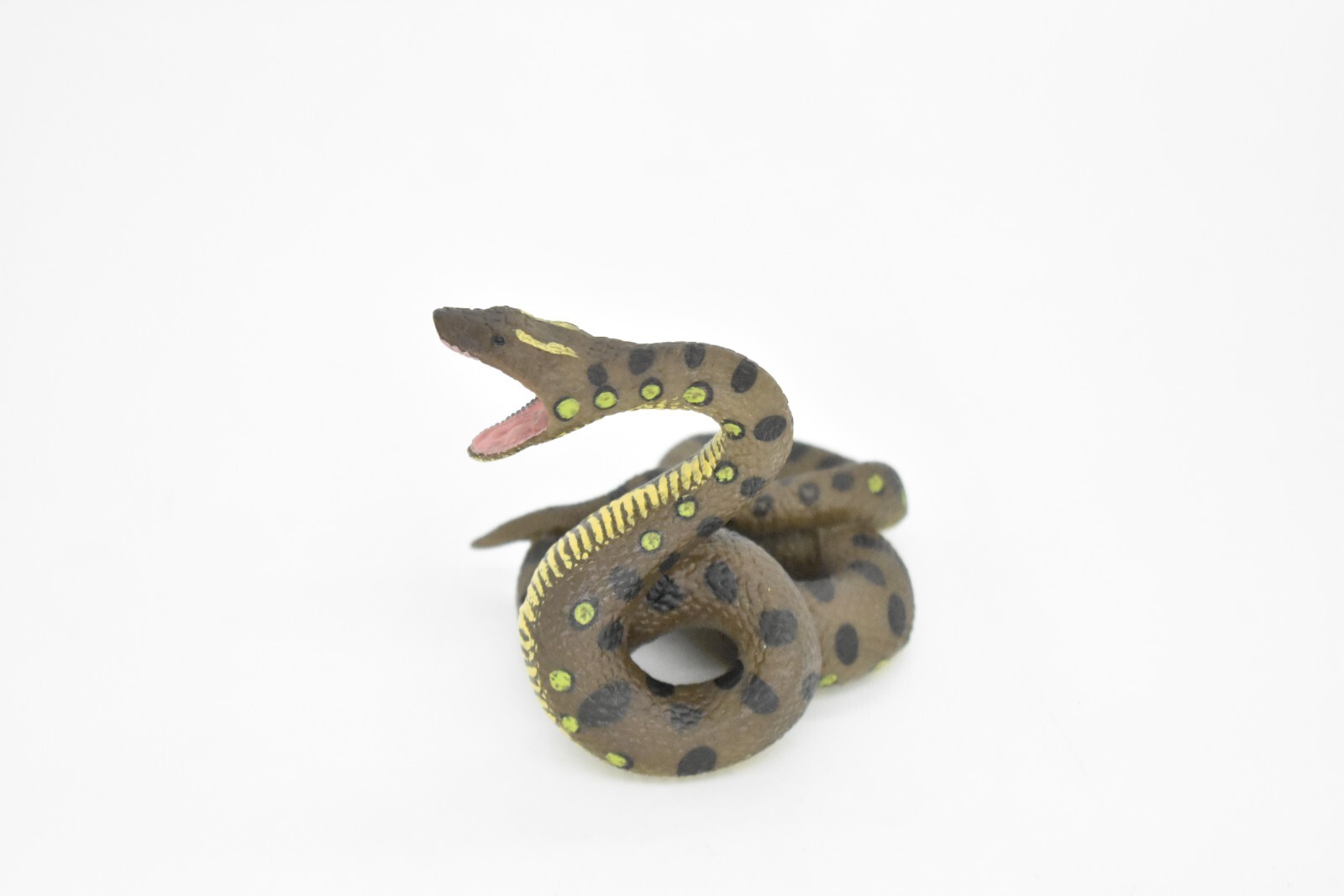 Python Snake, Very Realistic Rubber Reproduction, Hand Painted Figurine 4″