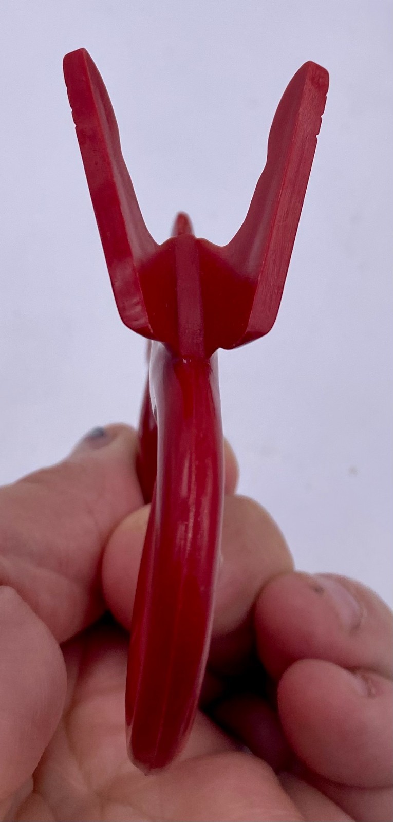 Vintage Hard Plastic 3.5″ tall Boxing Kangaroo – red plastic – no markings