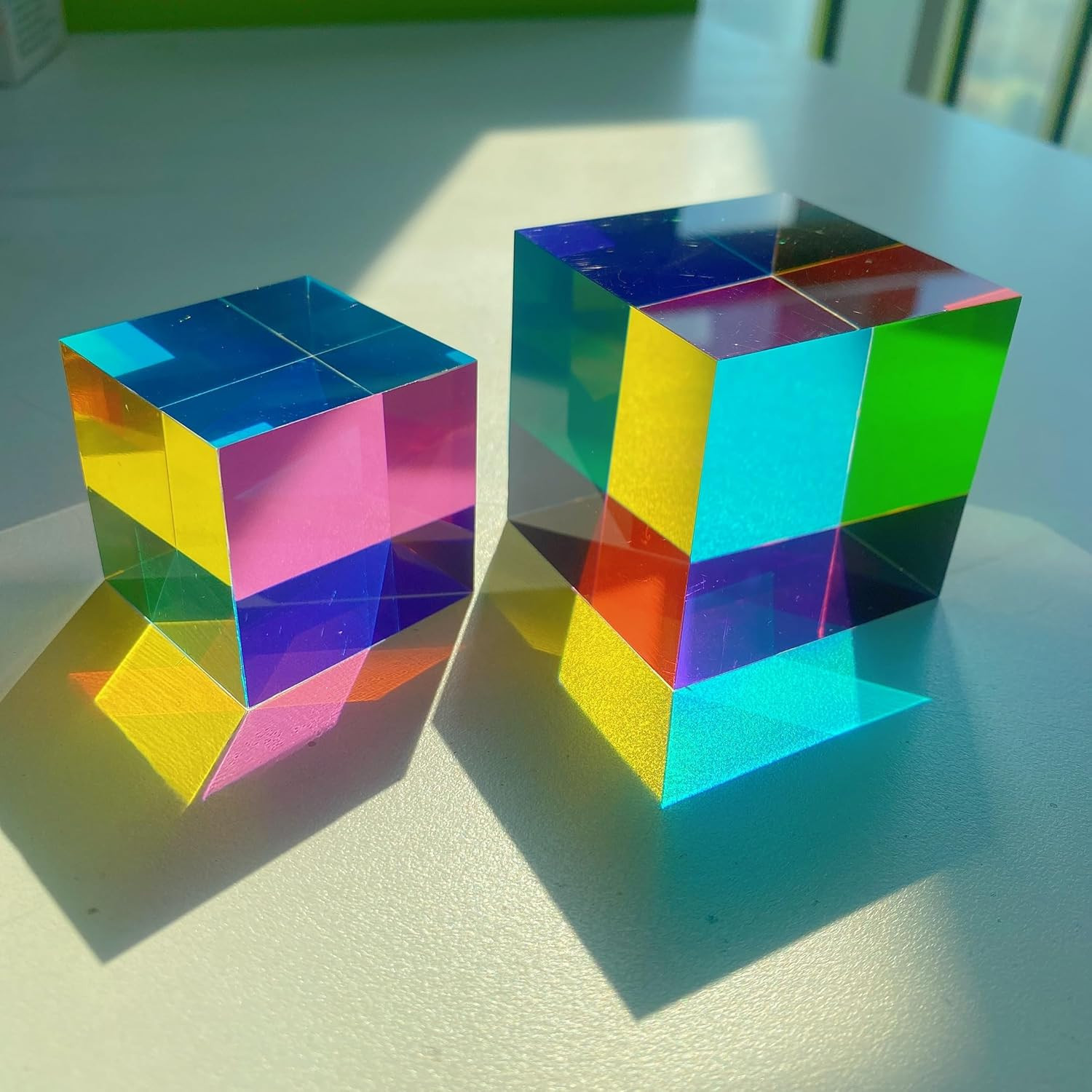 CMY Color Cube, 2.75 Inch (70Mm) Mixing CMYK Cube, Colorful Magic Acrylic Prism