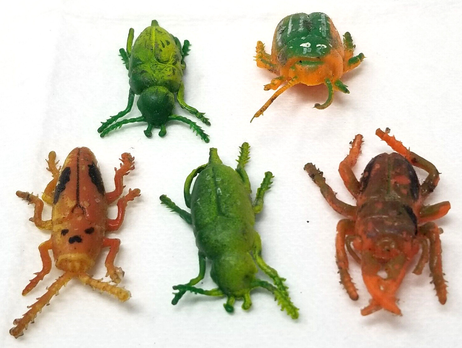 Insects Bendable Plastic Set of 5 1960s Hong Kong Colorful Disgusting