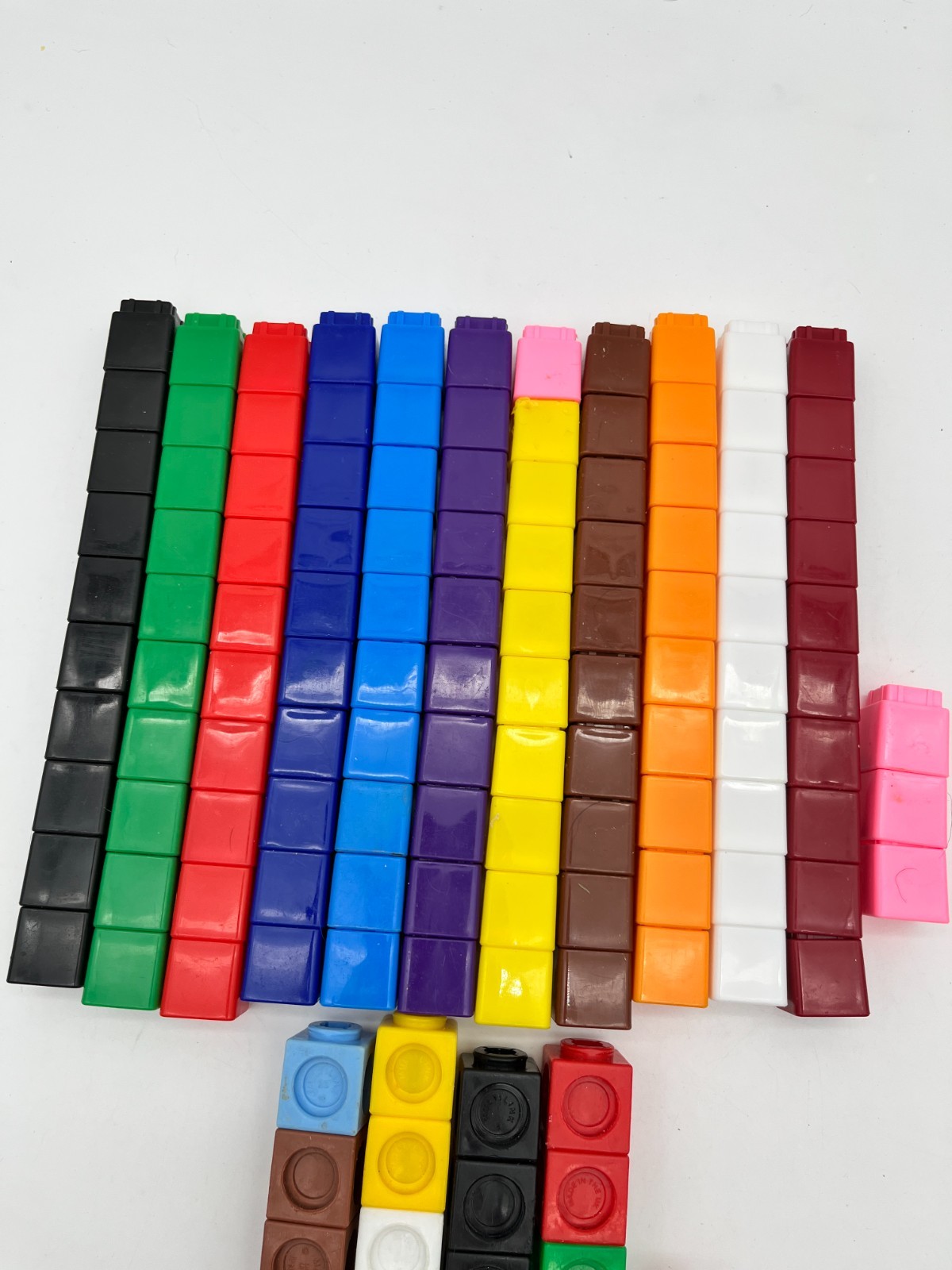 154 Pc Interlocking Math Cubes Lot Multi Color Linking Counting Blocks