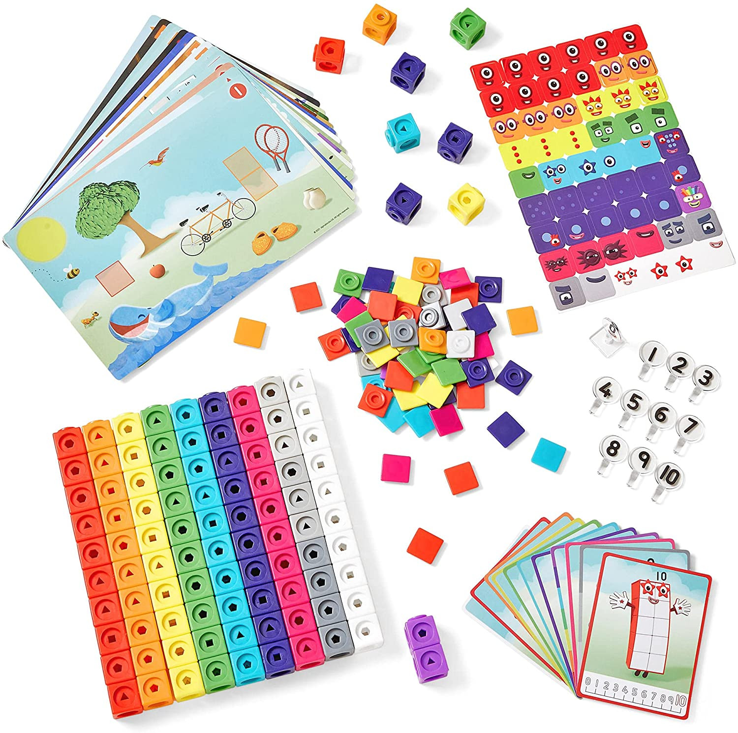 Hand2Mind Mathlink Cubes Numberblocks 1-10 Activity Set, 30 Preschool Learning A