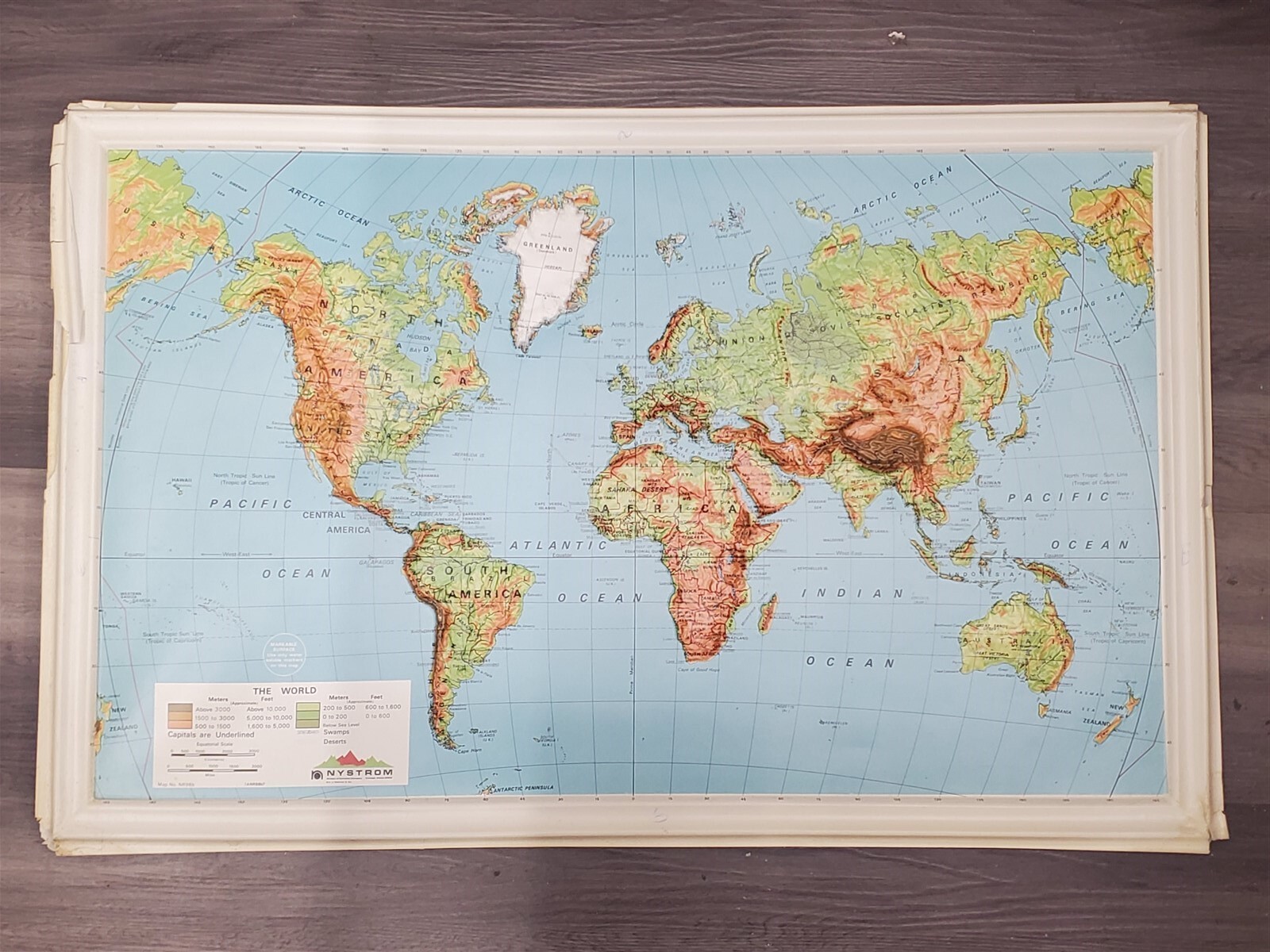 ⭐️⭐️⭐️⭐️⭐️ Vintage Nystrom The World Raised Relief Map 1960s-80s Lot of 2