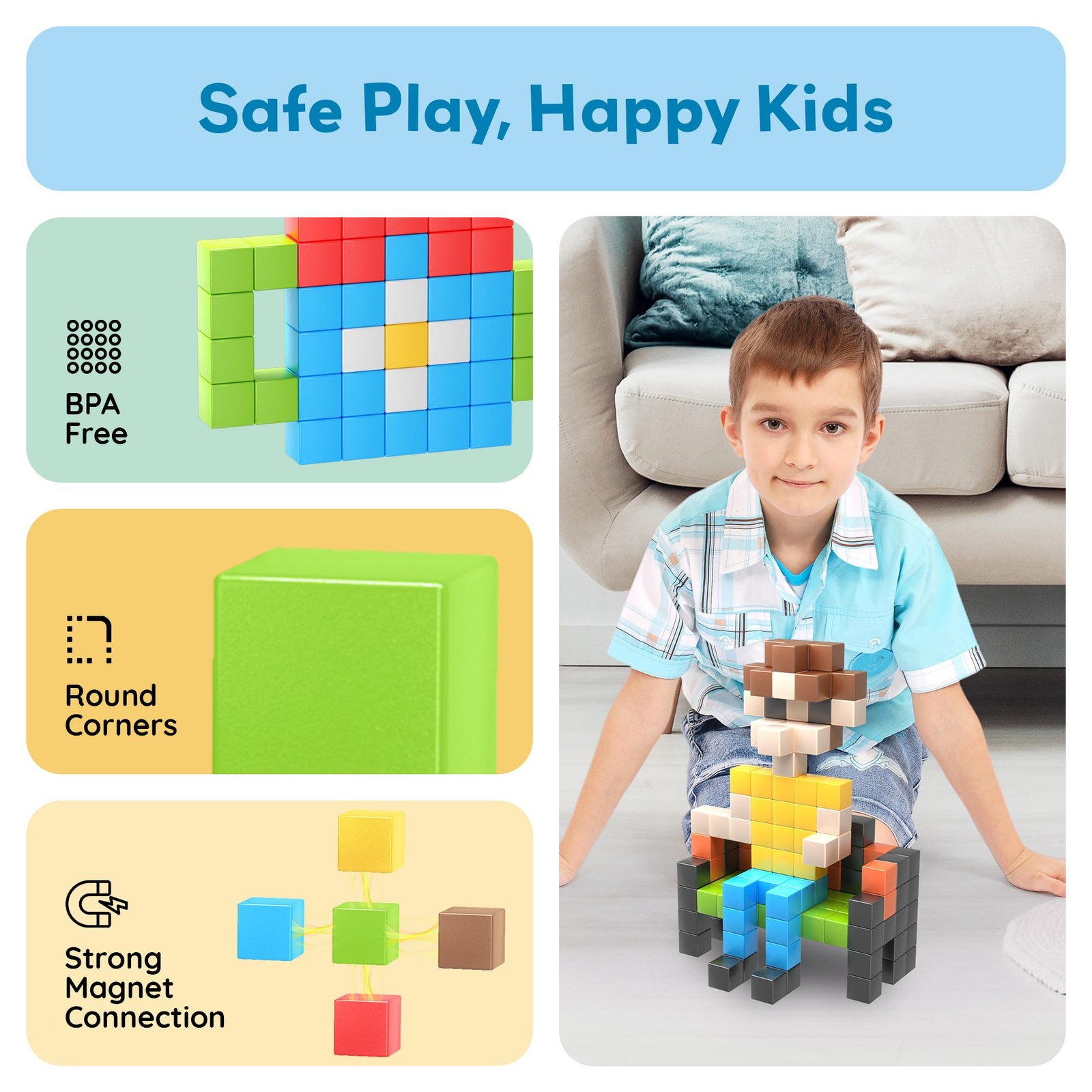 108pcs 1” Magnetic Puzzle Cubes Magnet Toys Preschool Large