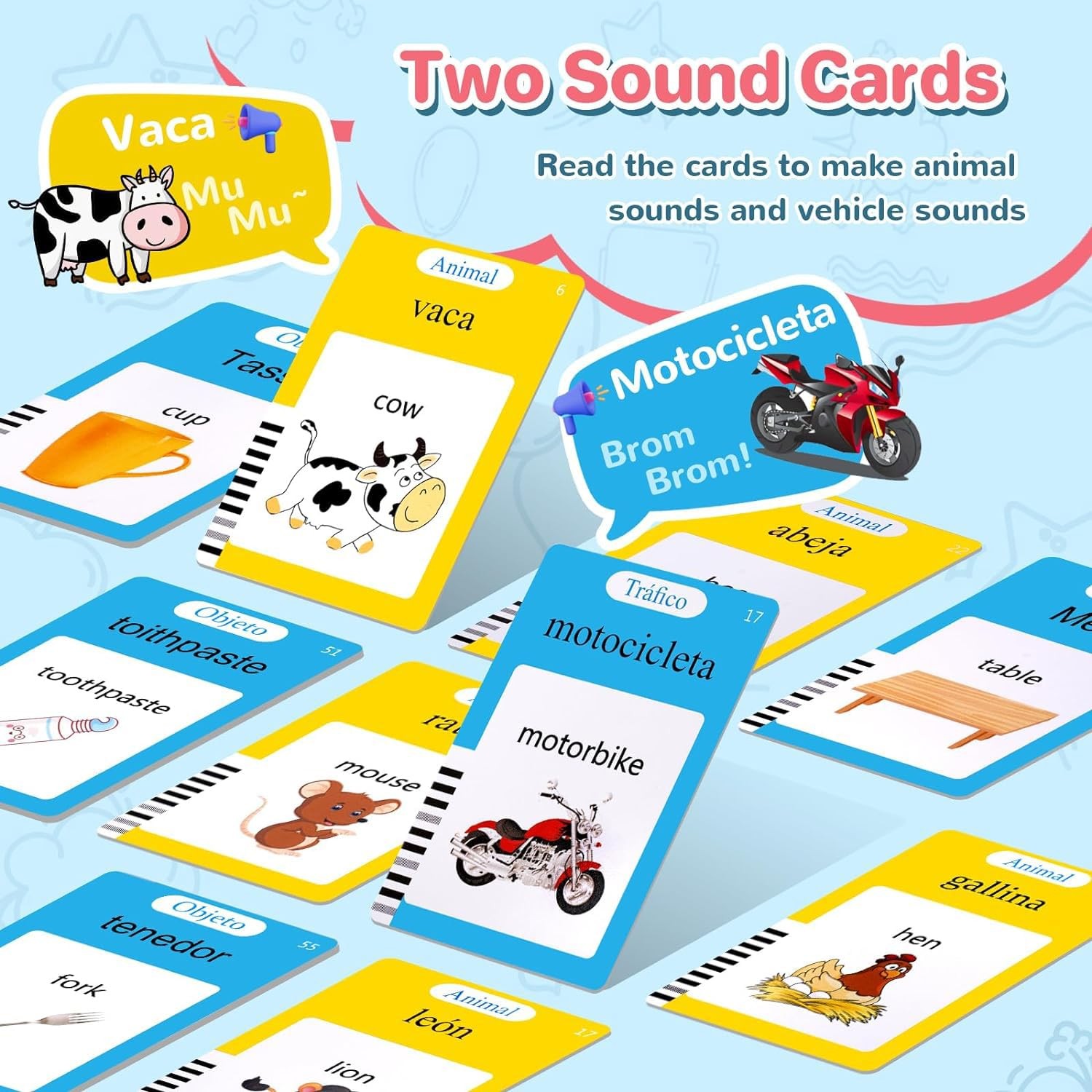 Spanish & English Talking Flash Cards for Toddler 1-6 Year Olds, Learning Mon…